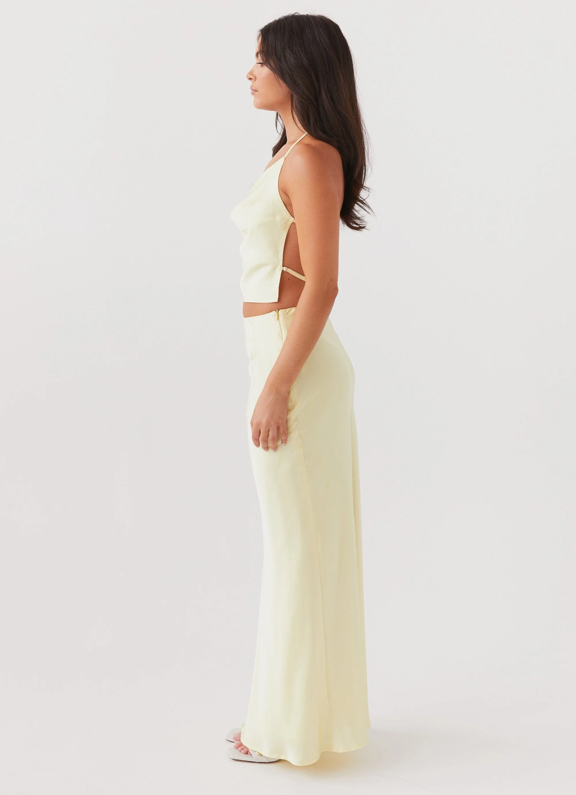 Ivanna Satin Maxi Skirt - Lemon - Image 2
