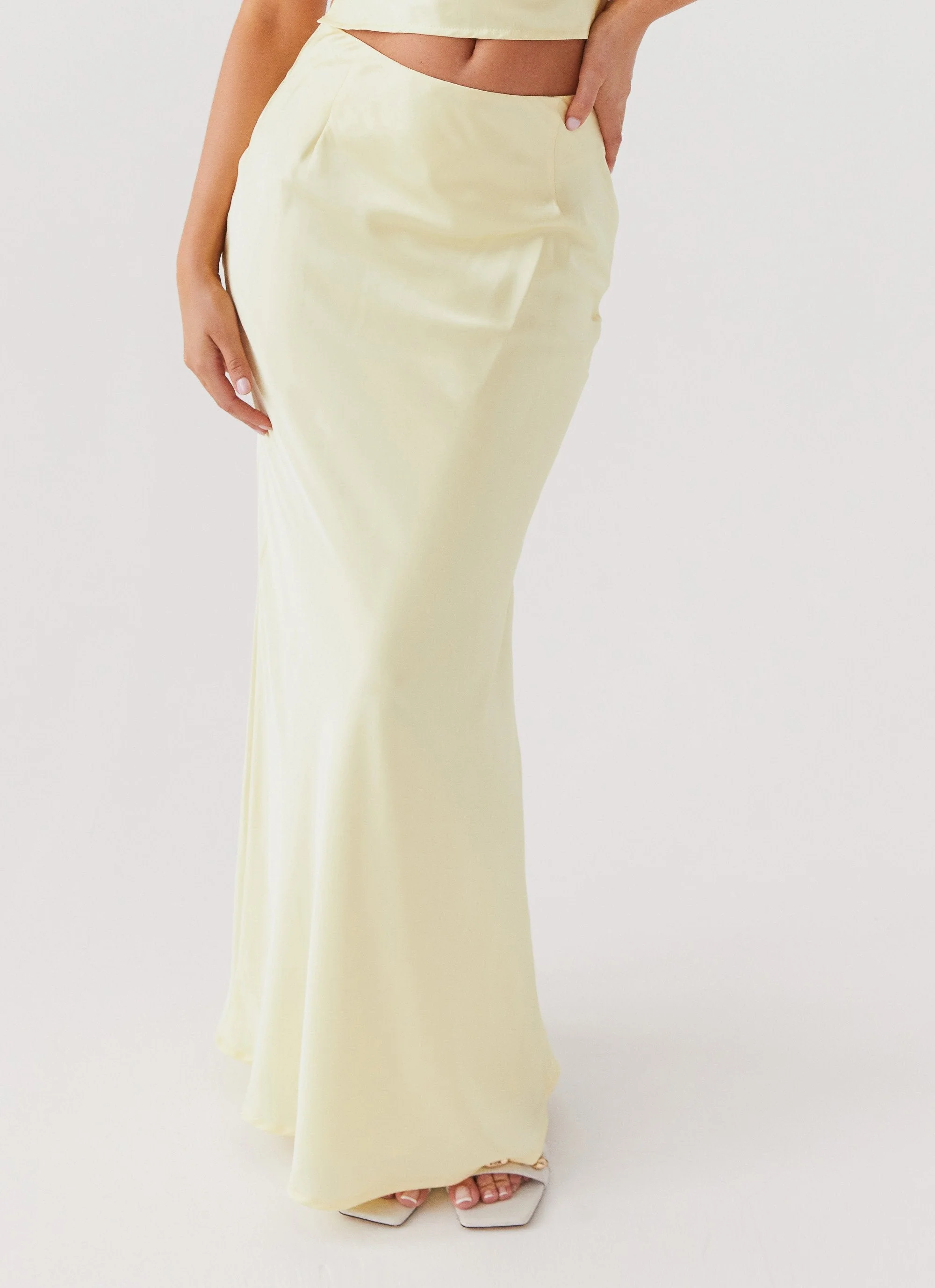 Ivanna Satin Maxi Skirt - Lemon - Image 4