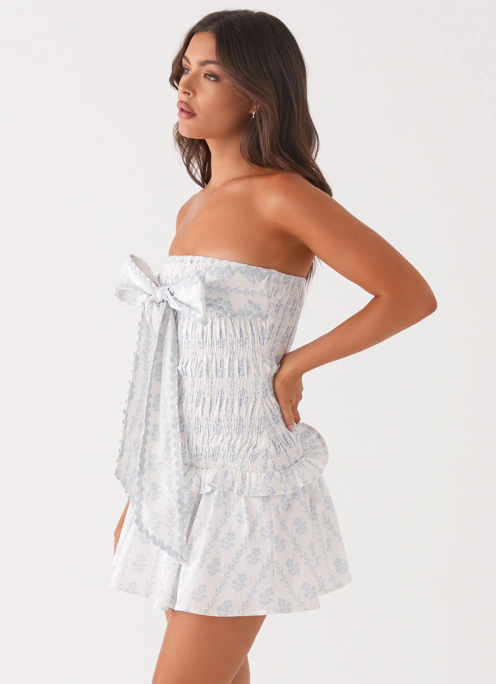 Izi Shirred Mini Dress - Sweet Daydream Print - Image 3