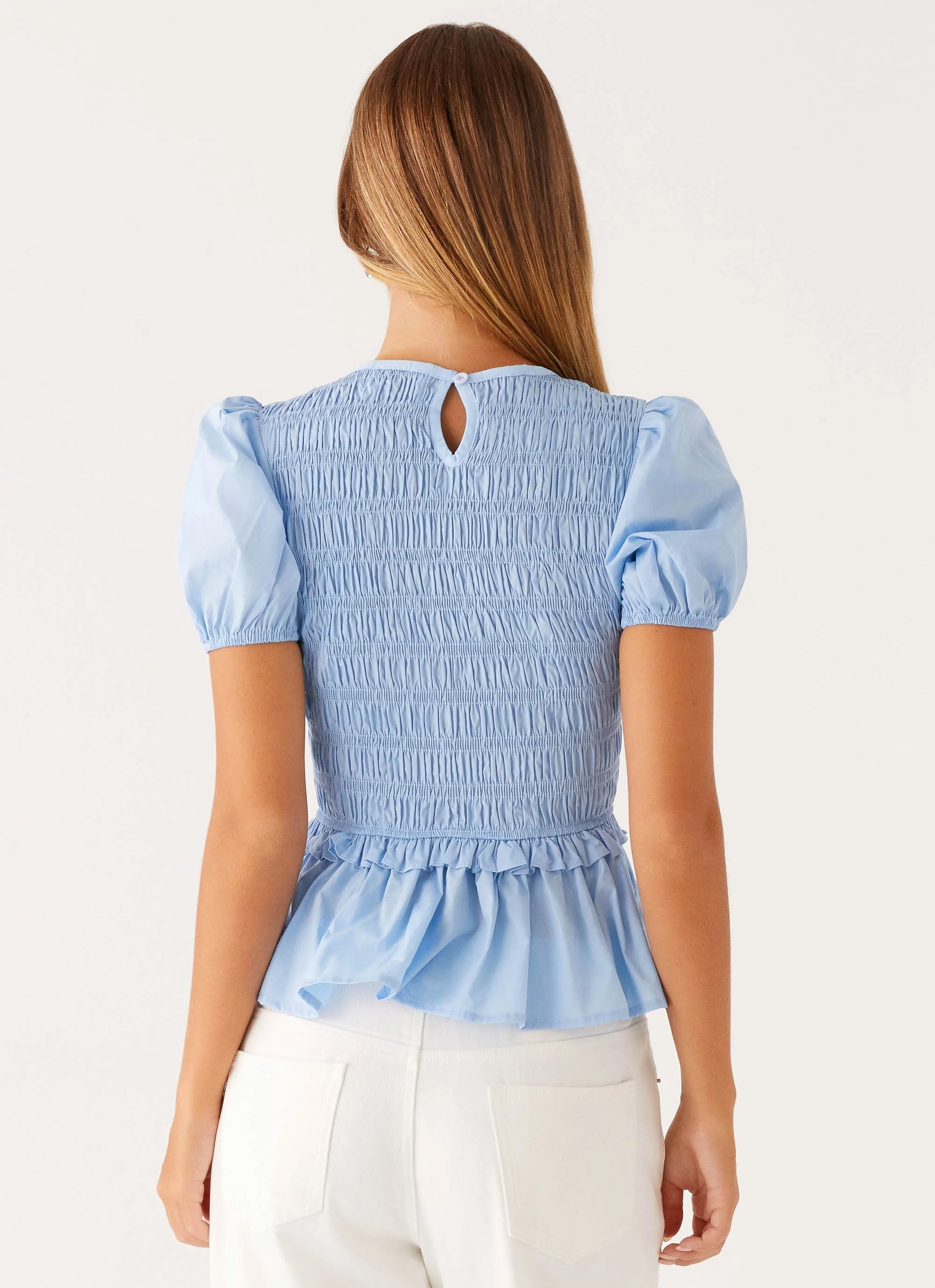 Izzy Shirred Top - Blue - Image 4