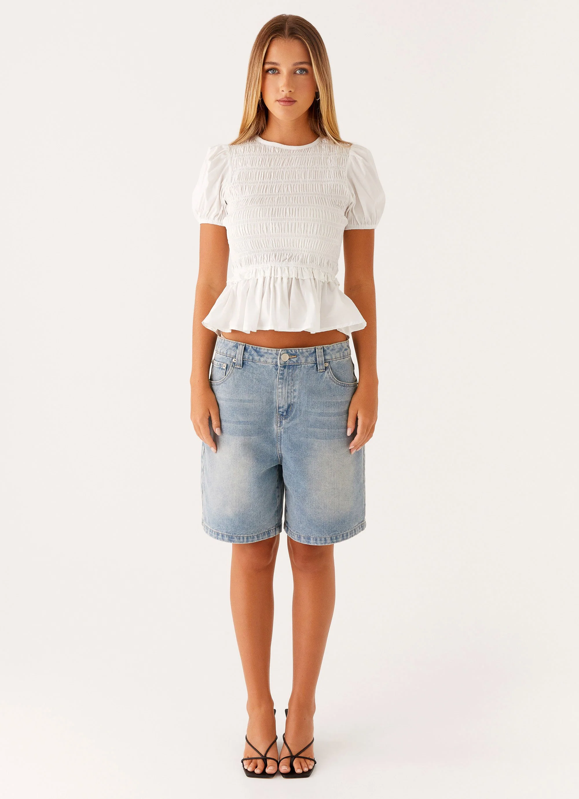 Izzy Shirred Top - White - Image 2