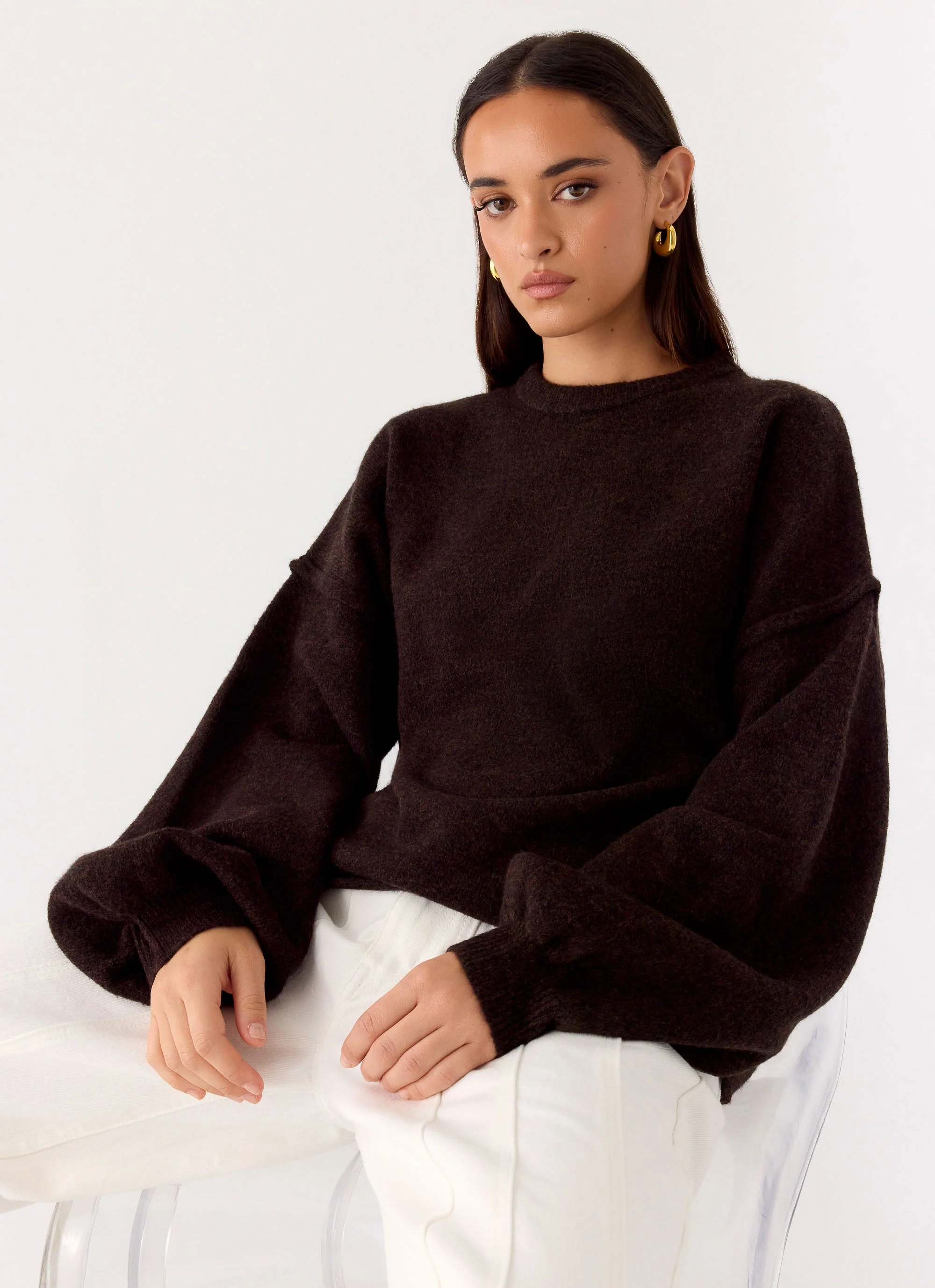 Jack Oversized Knit Sweater - Chocolate - Image 5
