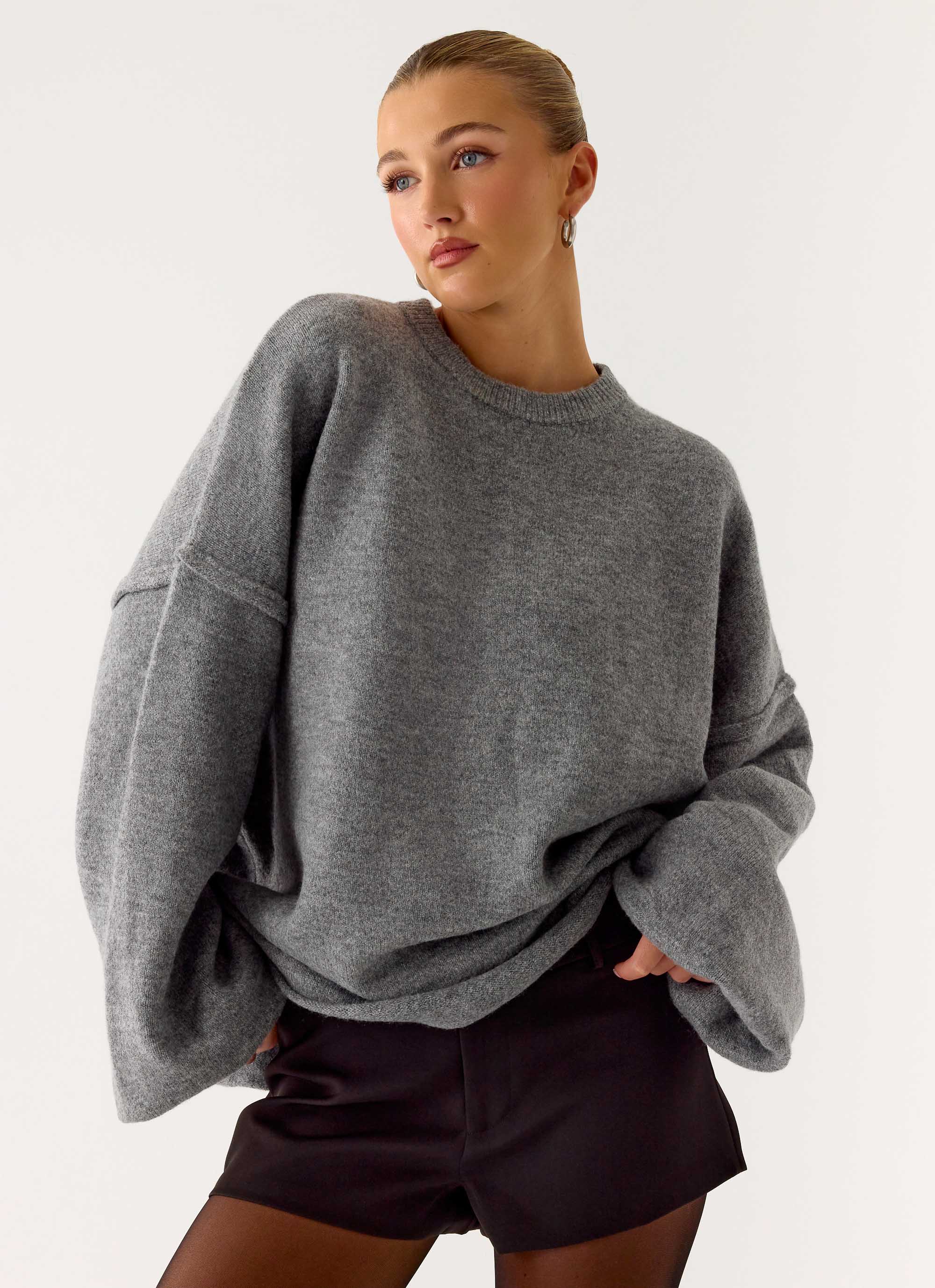 Jack Oversized Knit Sweater - Grey - Image 4