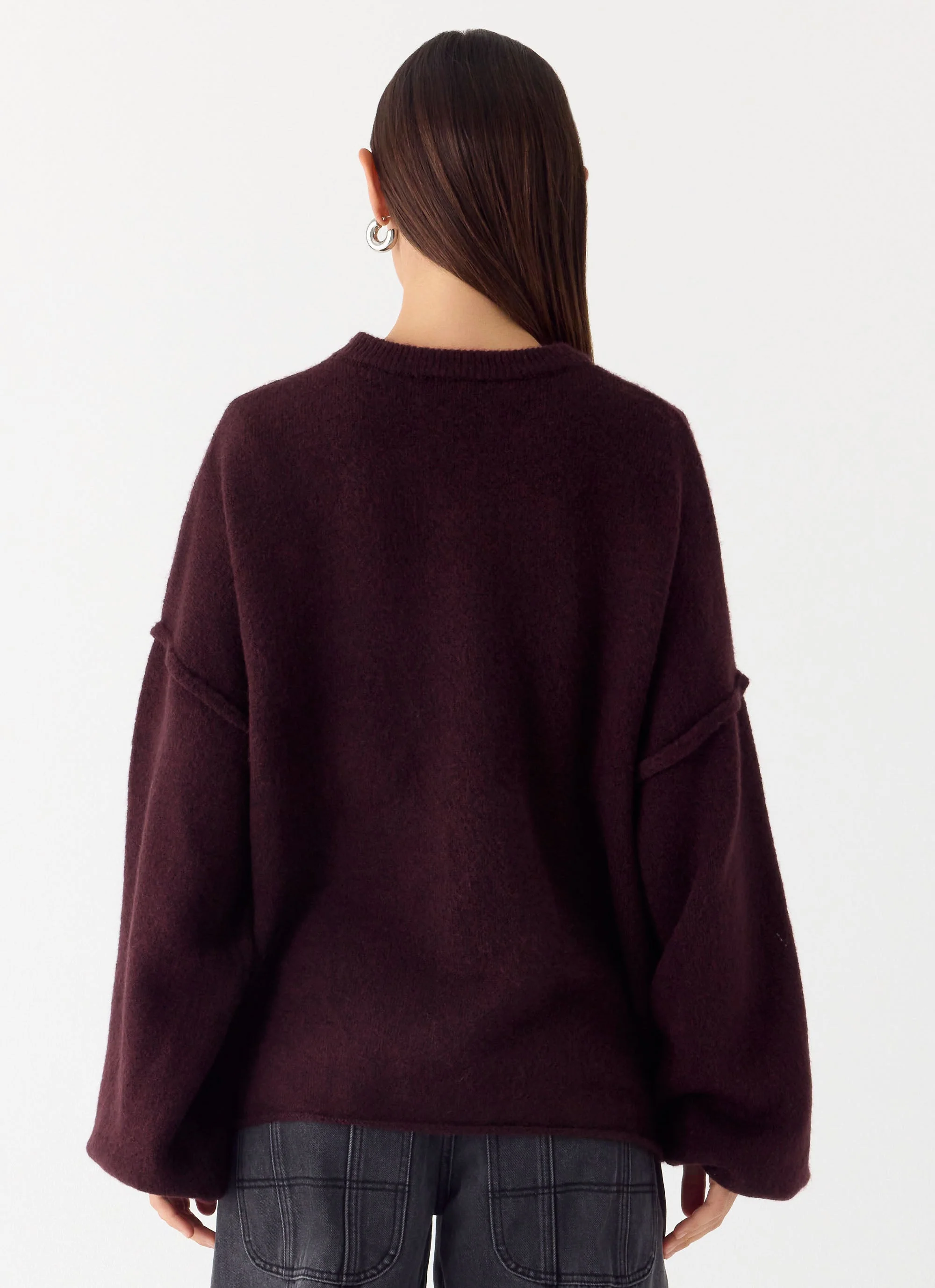 Jack Oversized Knit Sweater - Plum - Image 3