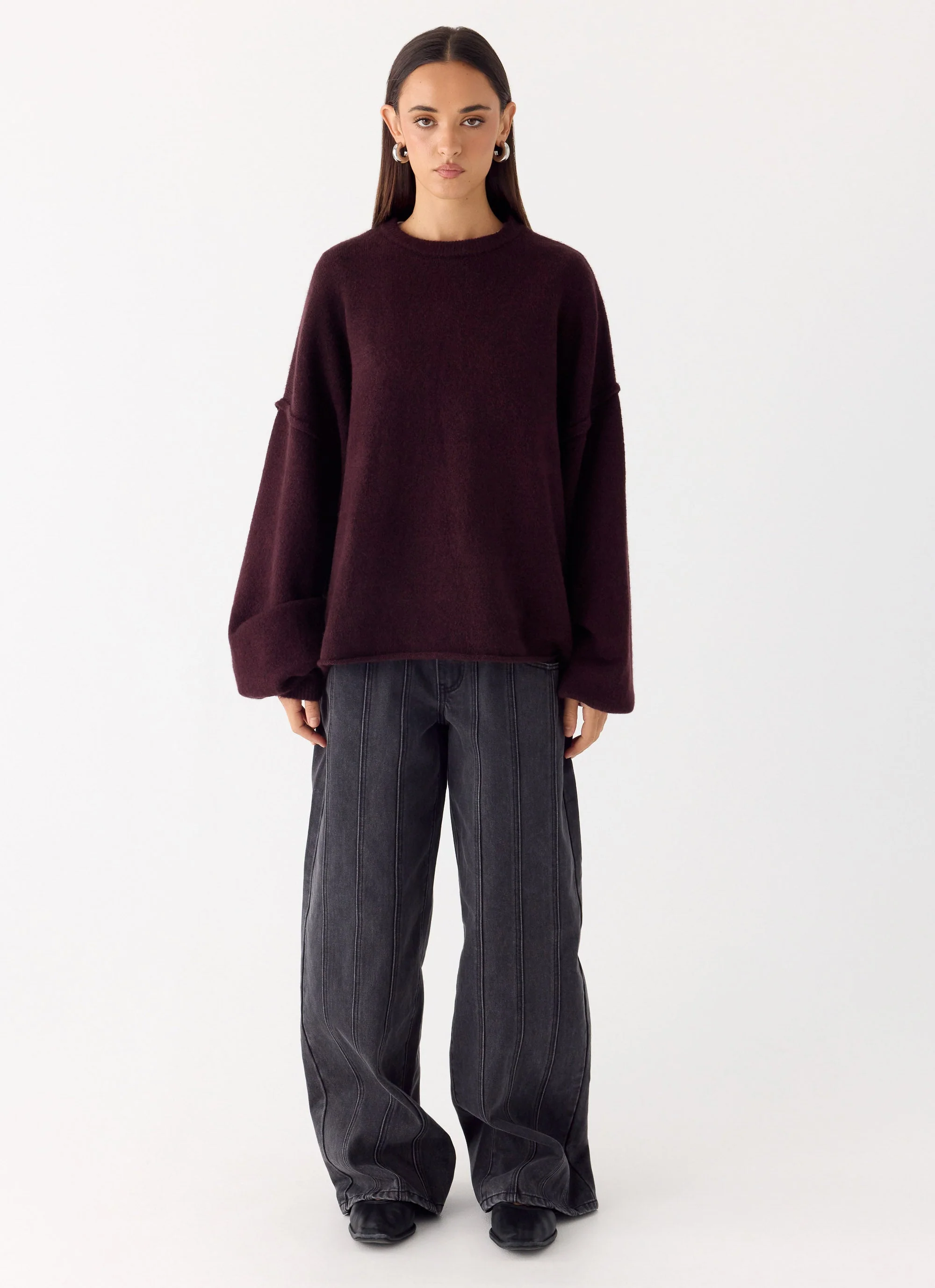 Jack Oversized Knit Sweater - Plum - Image 4