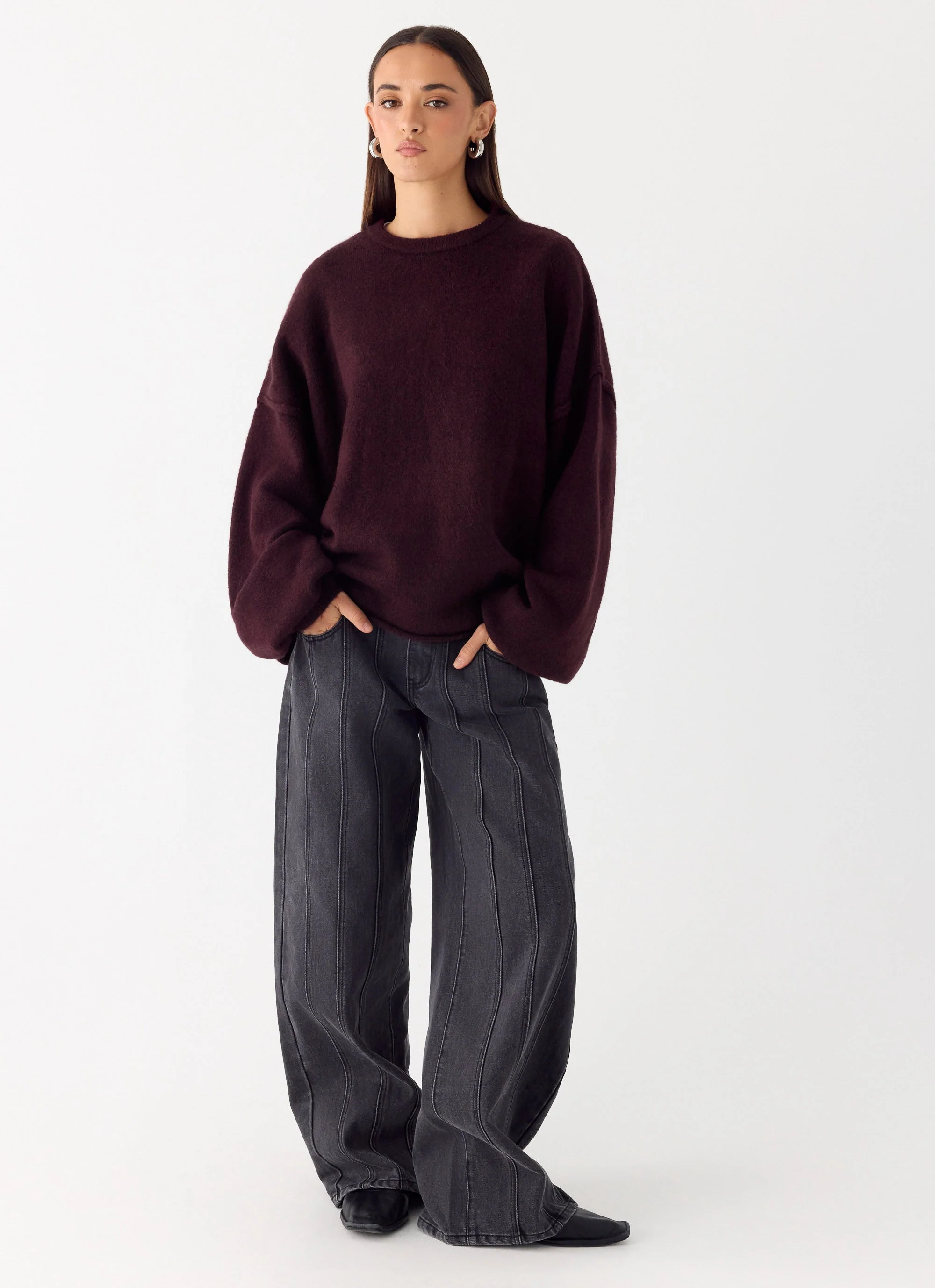 Jack Oversized Knit Sweater - Plum - Image 5