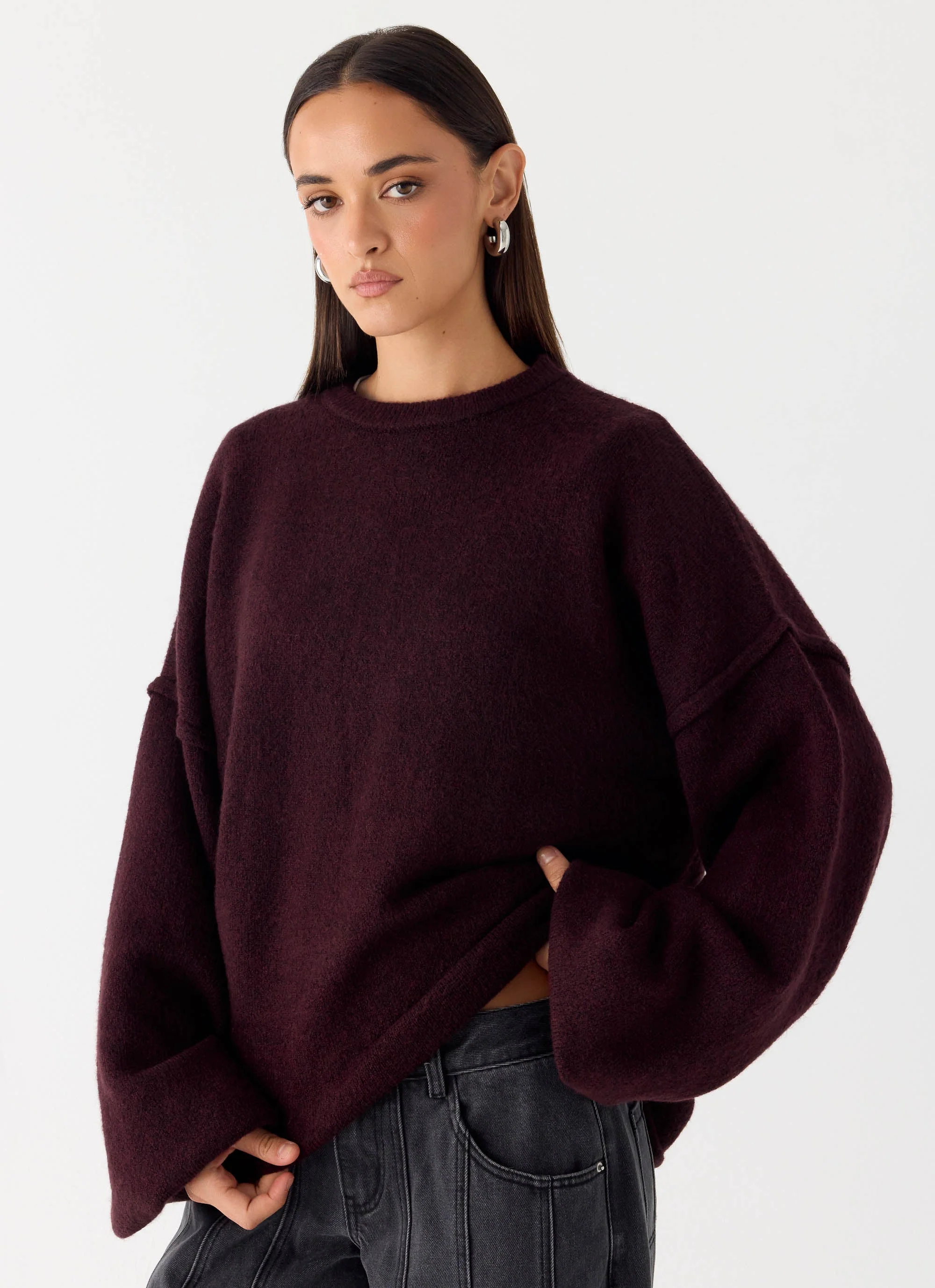 Jack Oversized Knit Sweater - Plum - Image 6