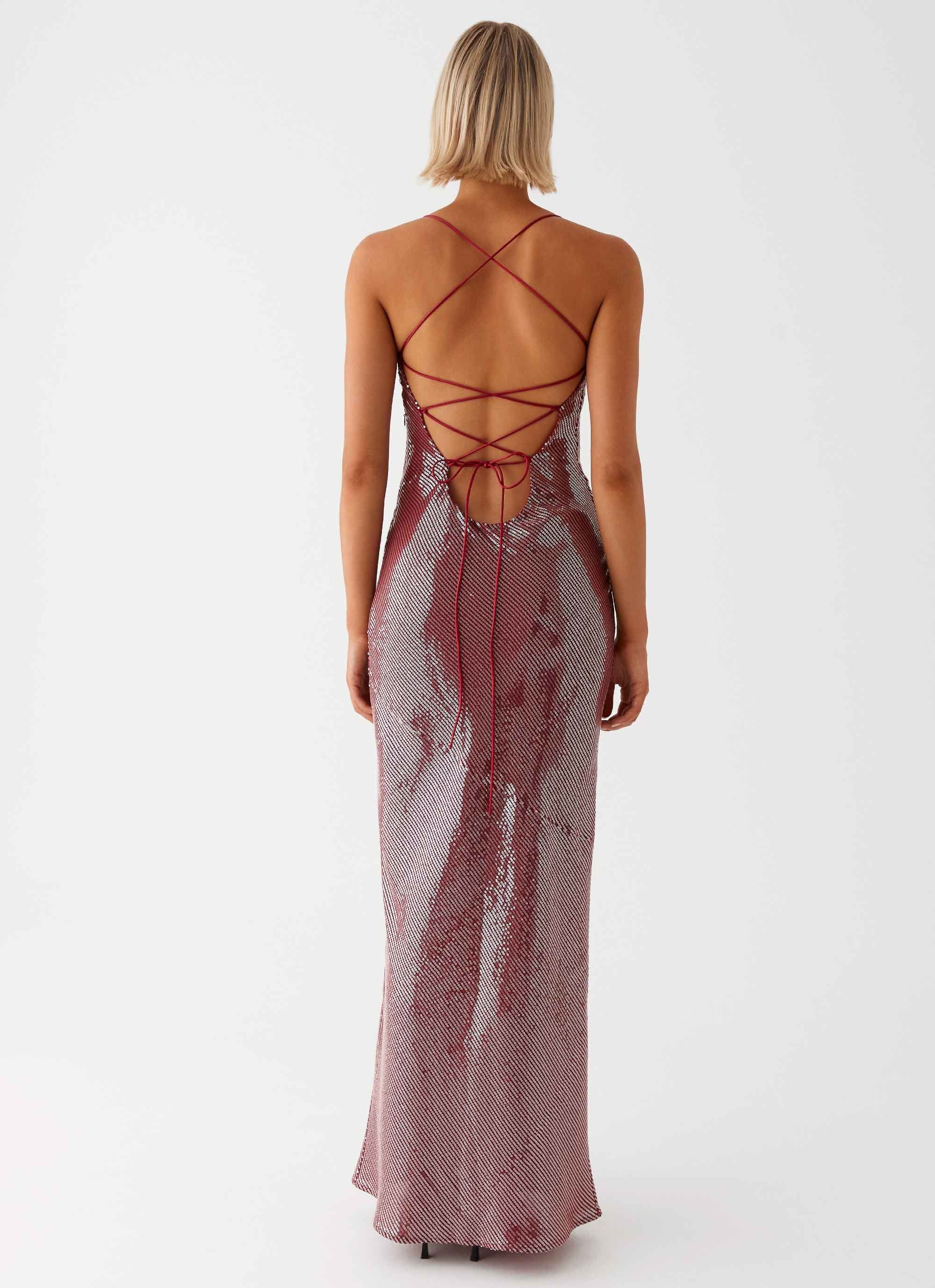 Jada Sequin Maxi Dress - Red - Image 6