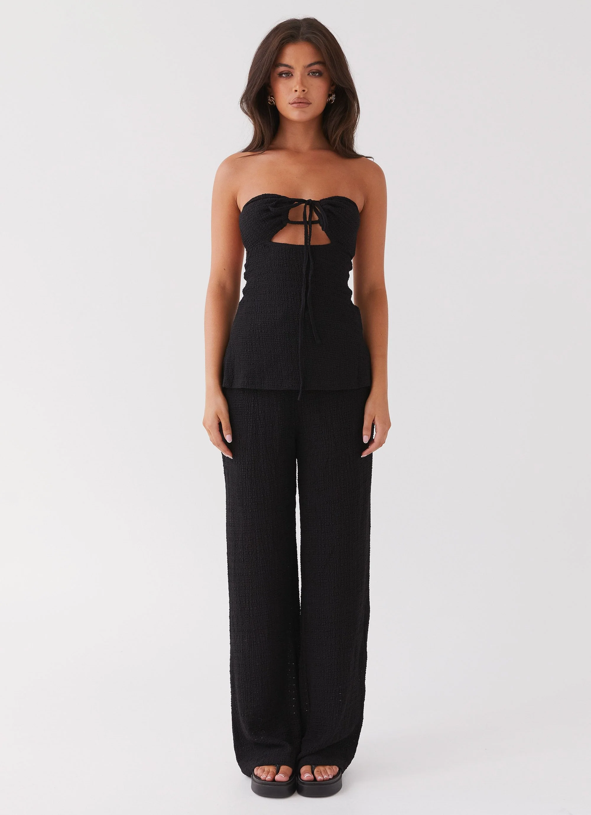 Jadey Waffle Pants - Black - Image 2