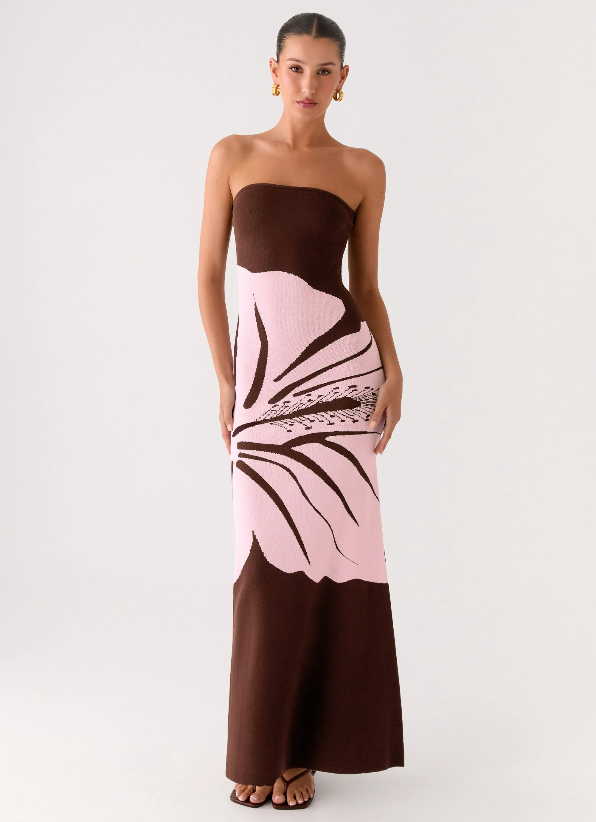 Jala Strapless Knit Maxi Dress - Espresso Meadow - Image 4