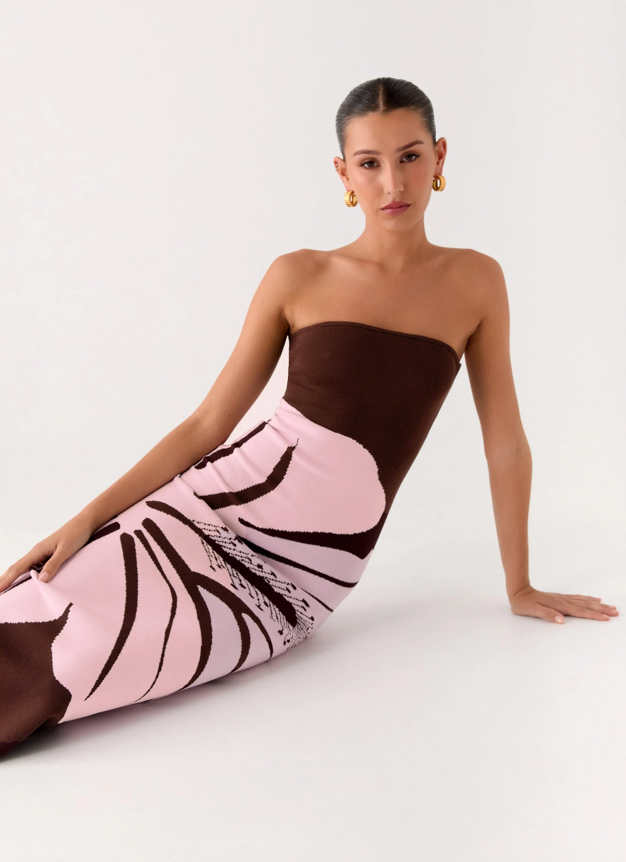 Jala Strapless Knit Maxi Dress - Espresso Meadow - Image 5