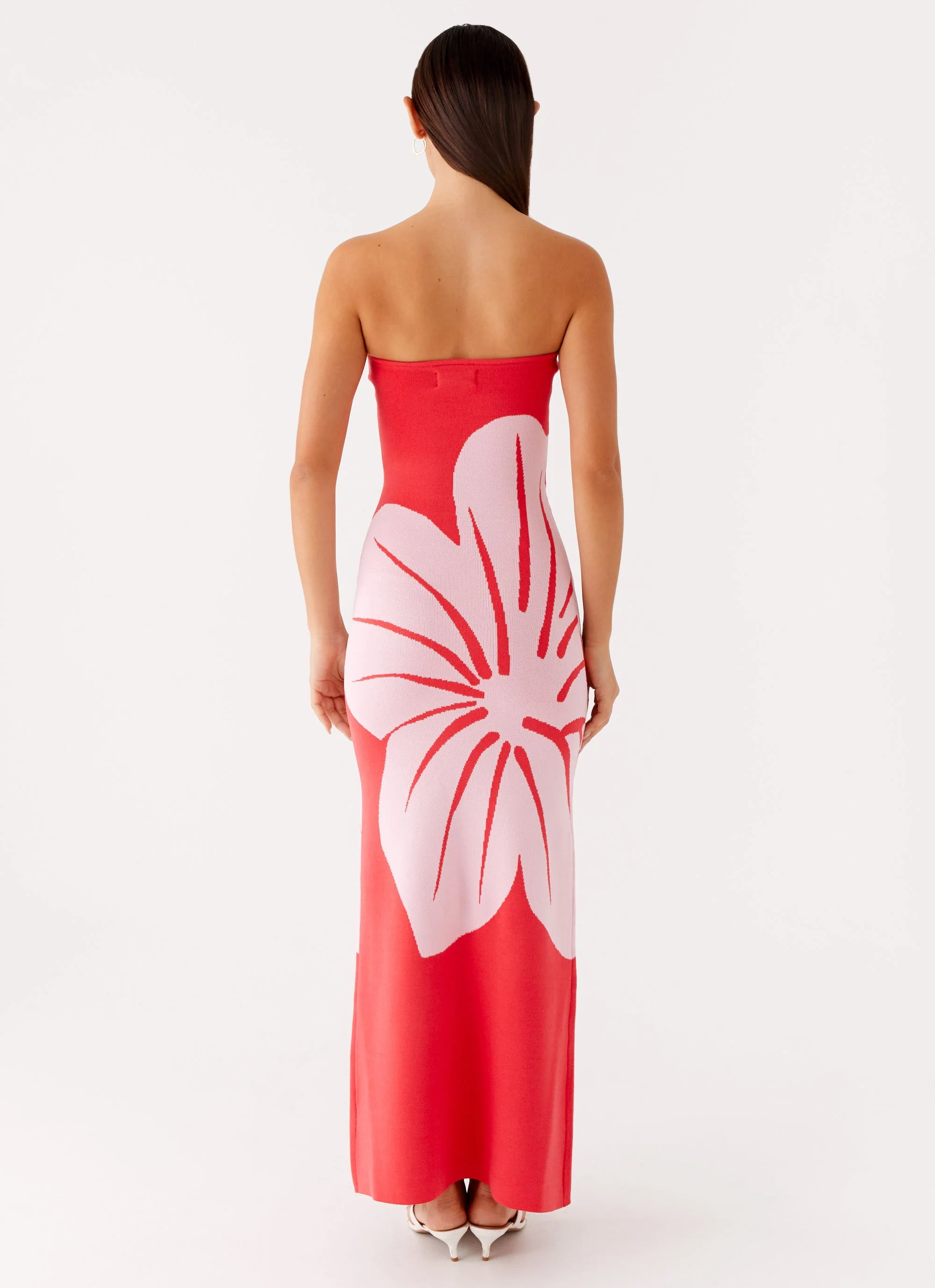 Jala Strapless Knit Maxi Dress - Red Floral - Image 4