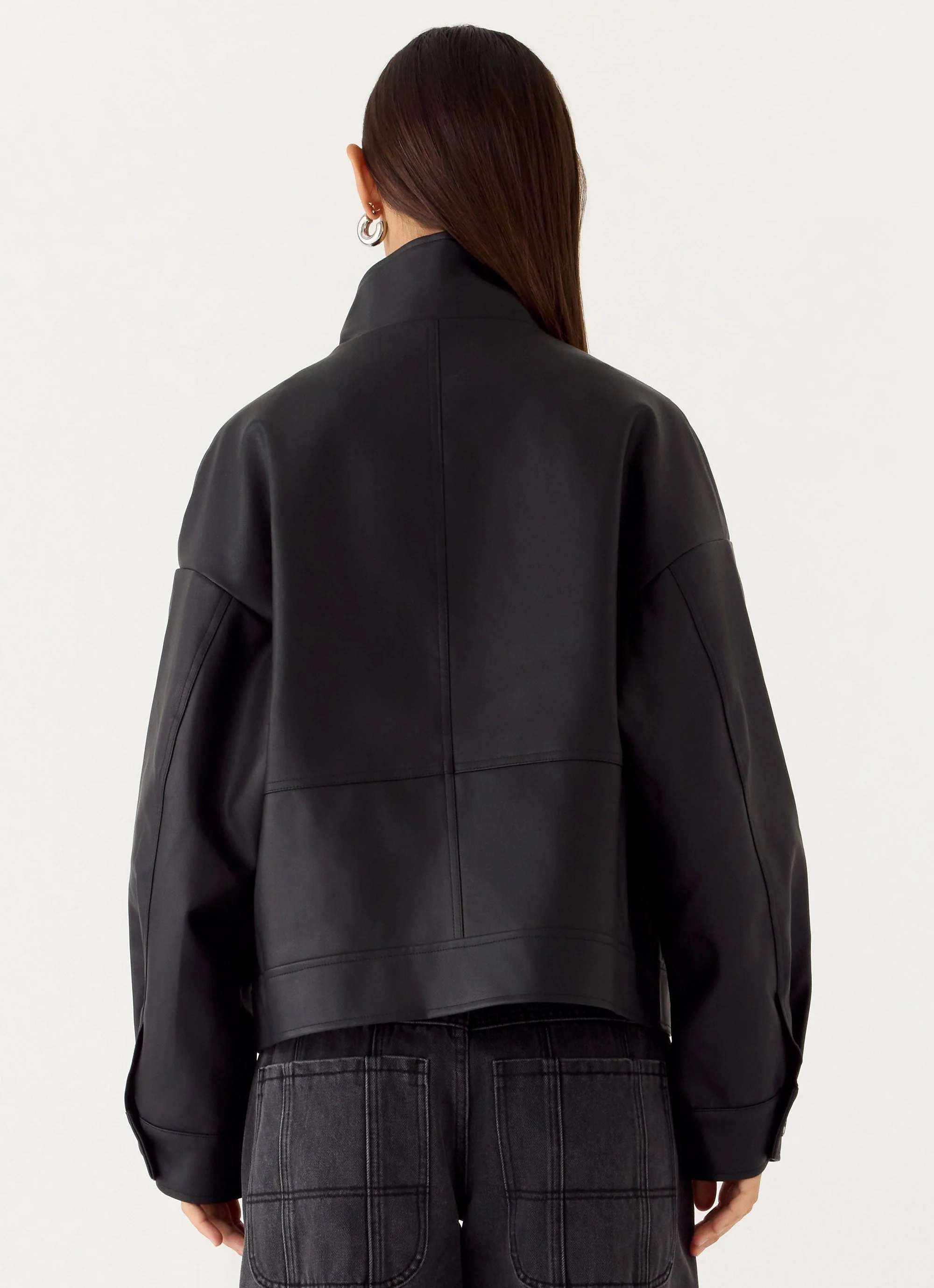 James PU Bomber Jacket - Black - Image 4
