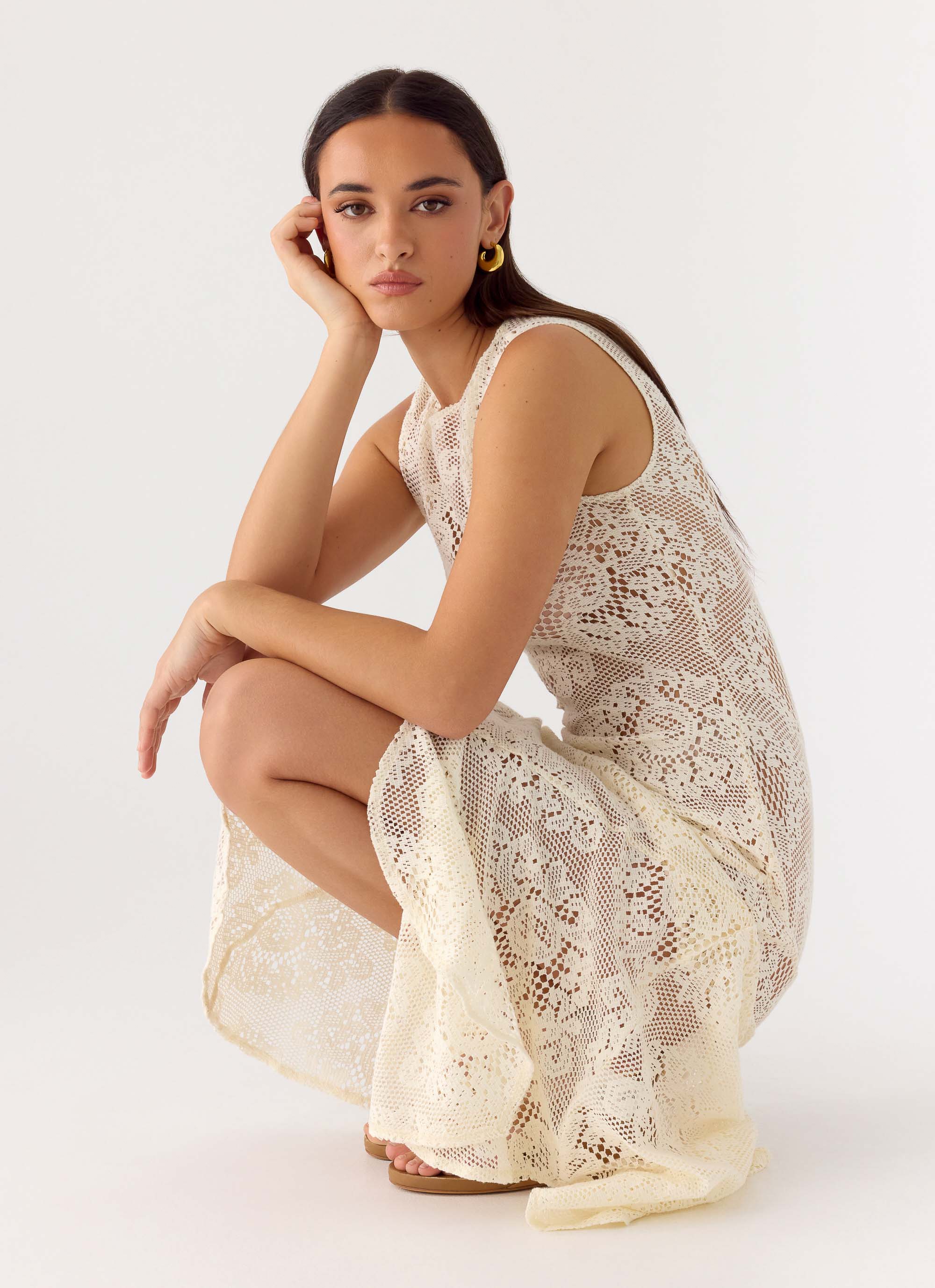 Janayia Midi Dress - Ivory - Image 4