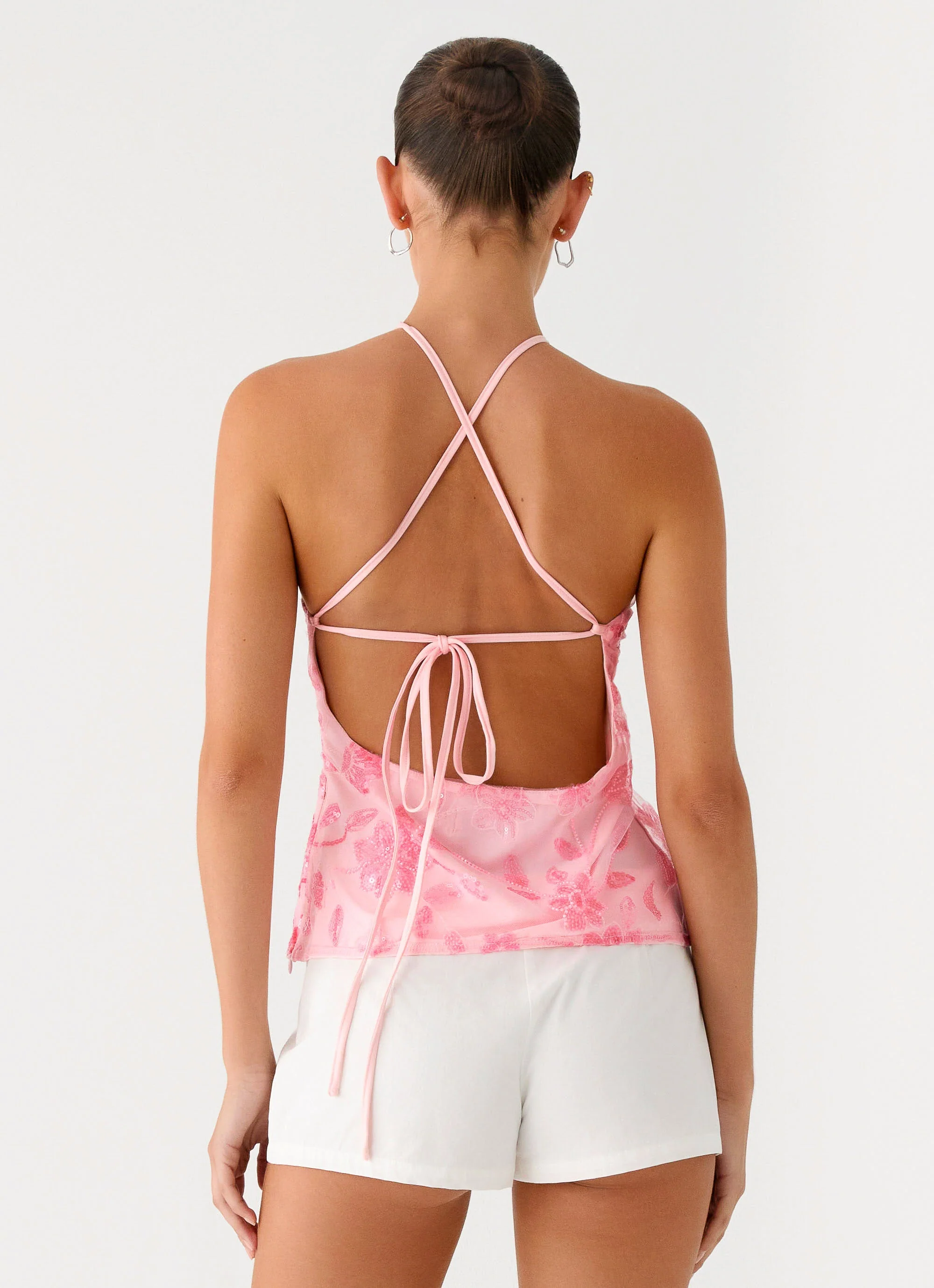 Janelle Beaded Halter Top - Pink - Image 3