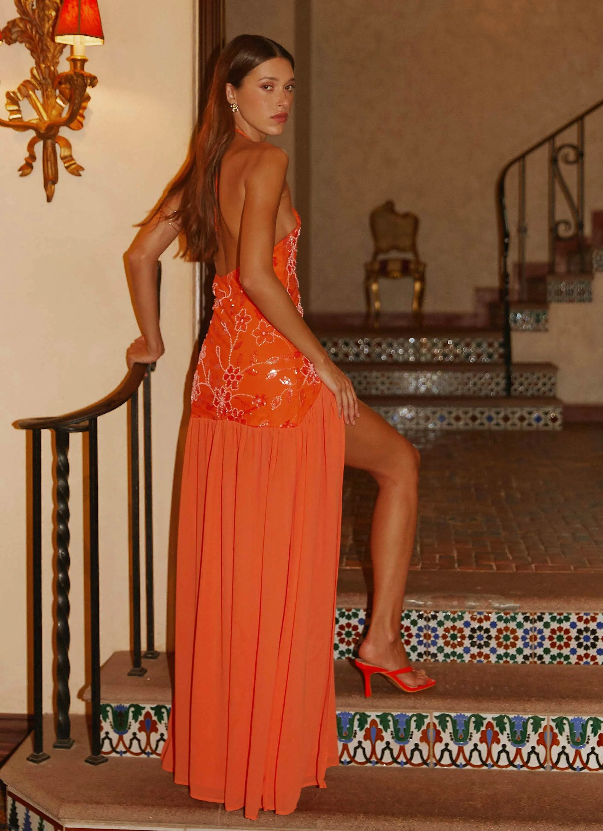 Janelle Beaded Maxi Dress - Orange - Image 3