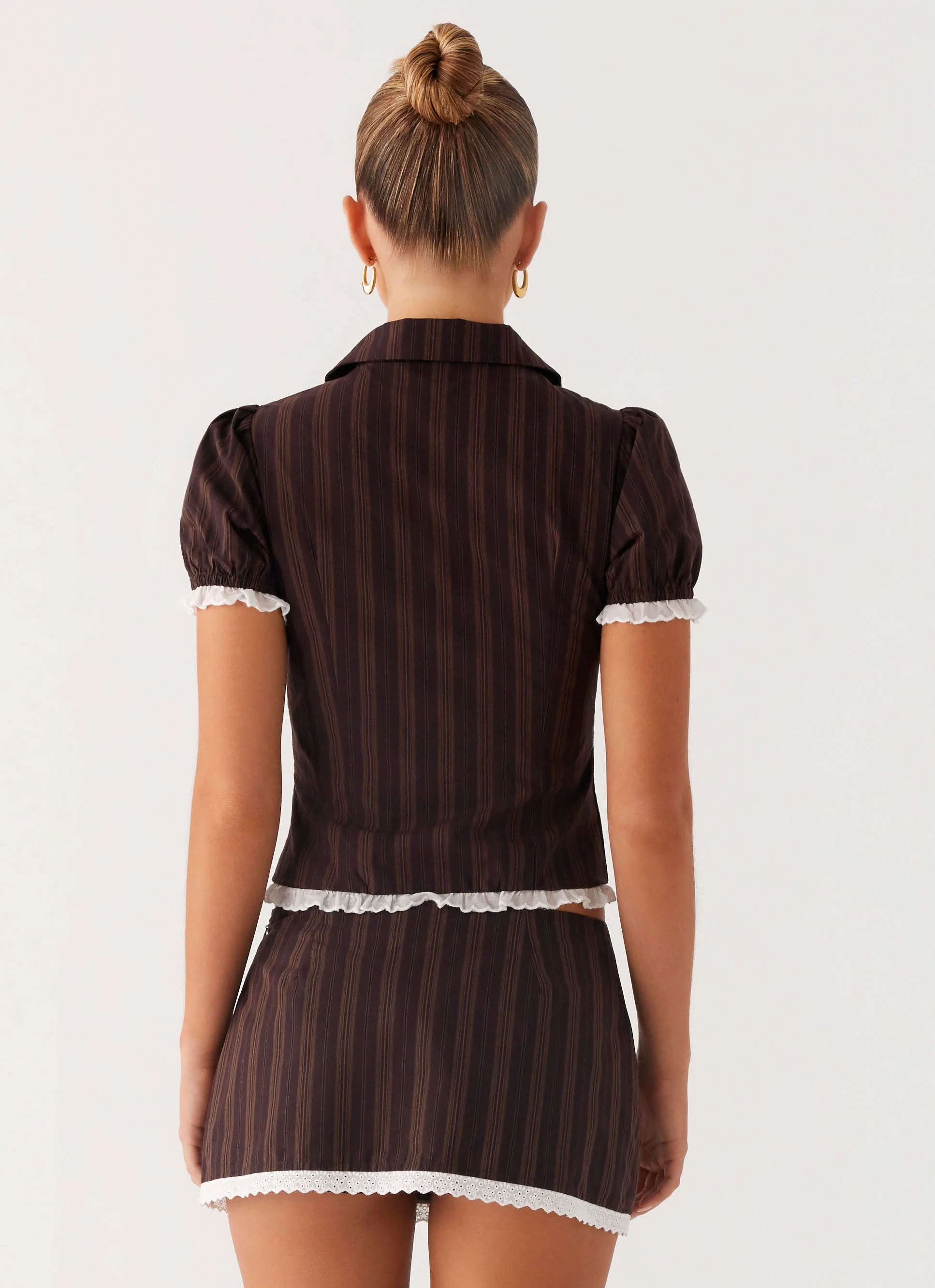 Janette Low Rise Micro Mini Skort - Toffee Stripe - Image 4