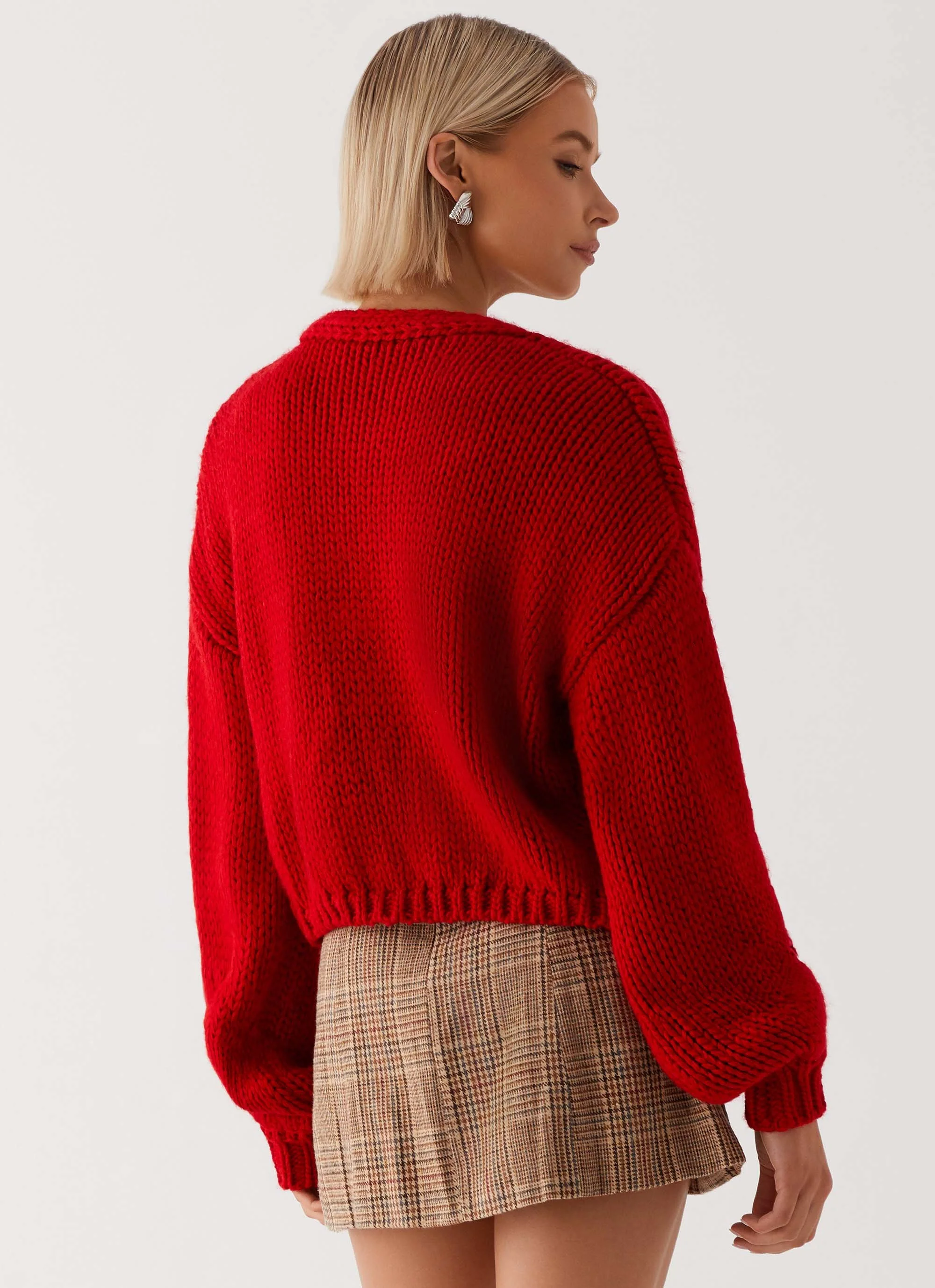 Jasleen Knit Cardigan - Red - Image 3