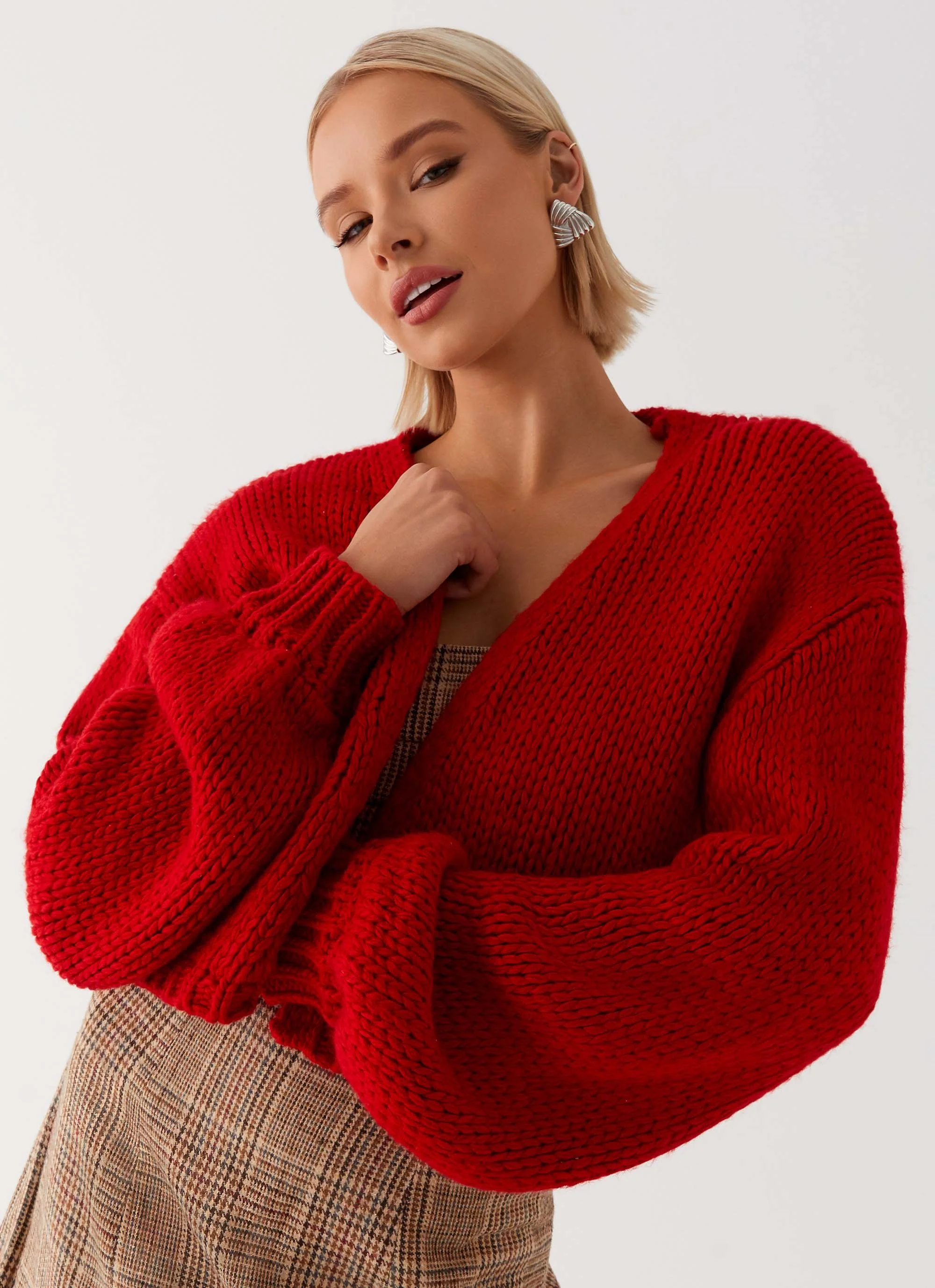 Jasleen Knit Cardigan - Red - Image 6