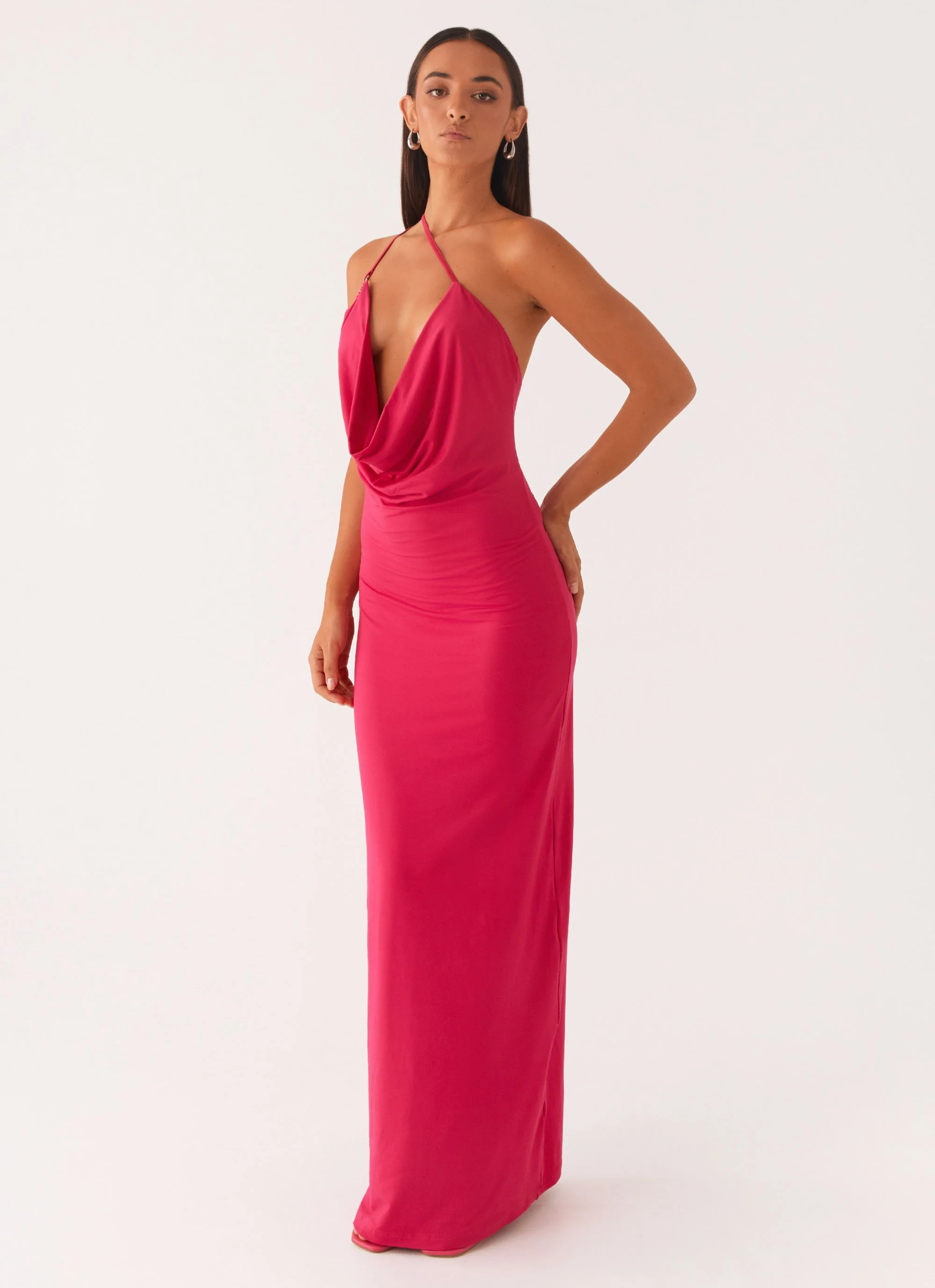 Jayla One Shoulder Maxi Dress - Fuchsia - Image 6