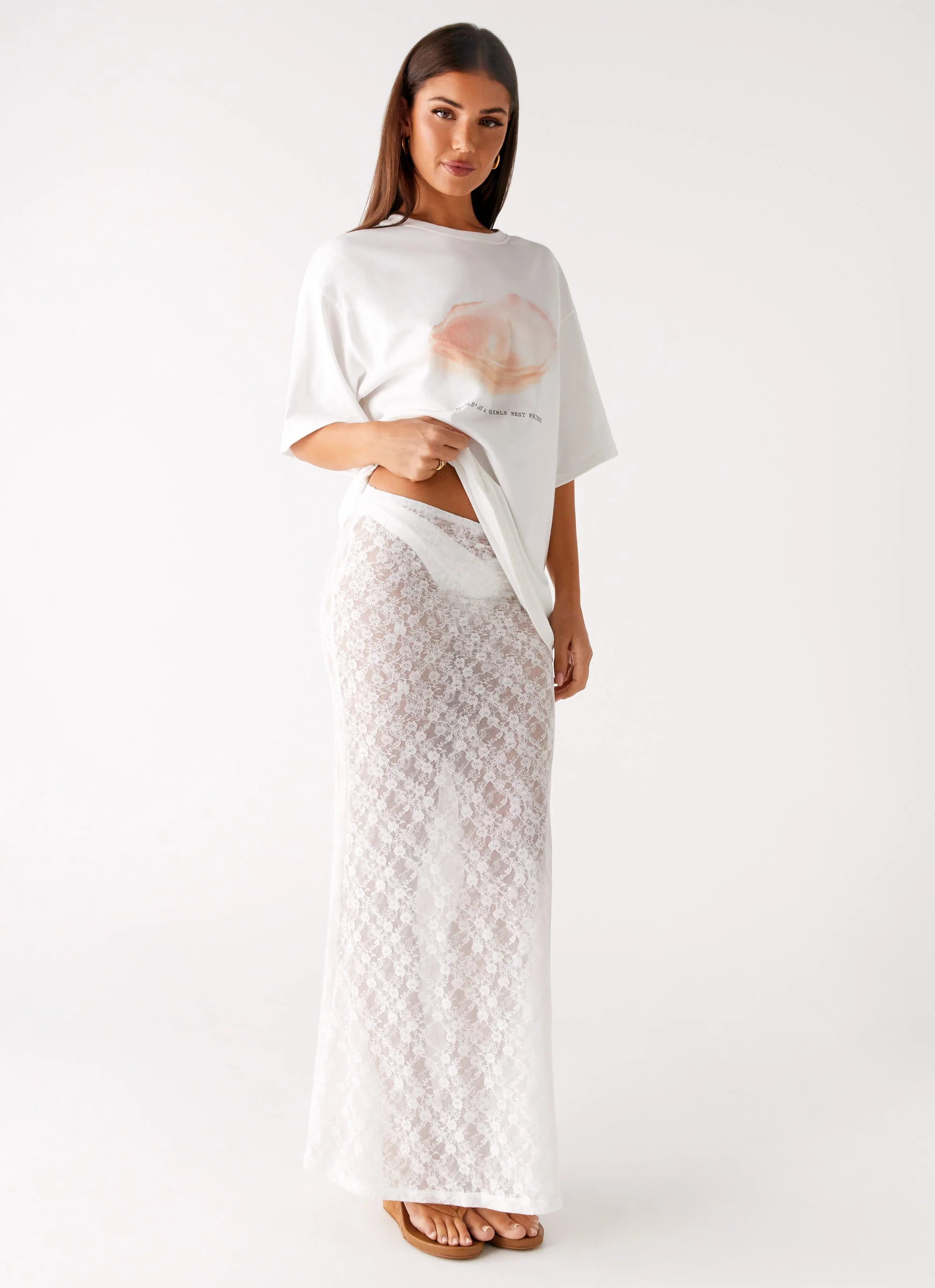 Jaz Lace Maxi Skirt - White - Image 4