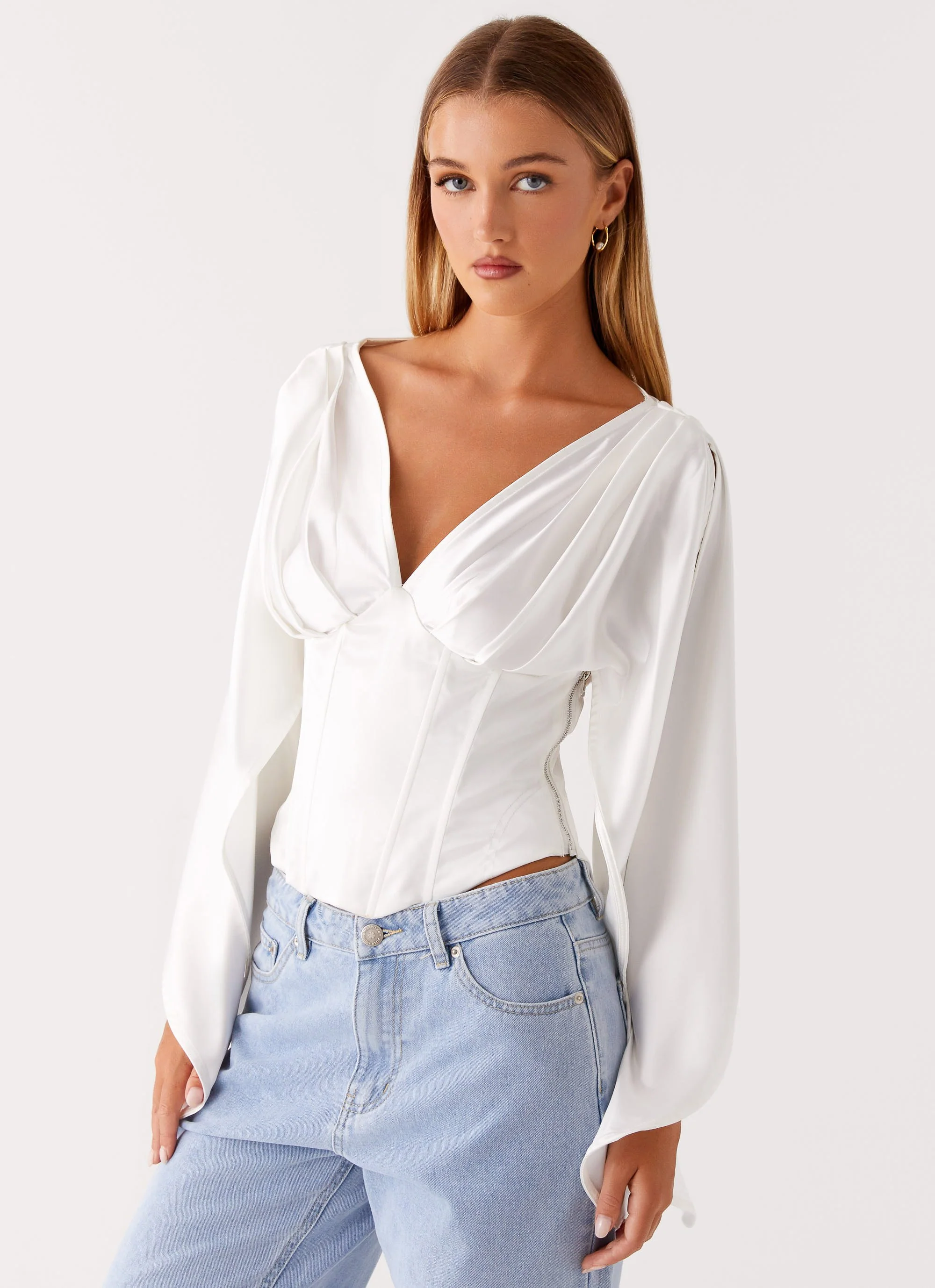 Jennifer Long Sleeve Corset - Ivory - Image 4