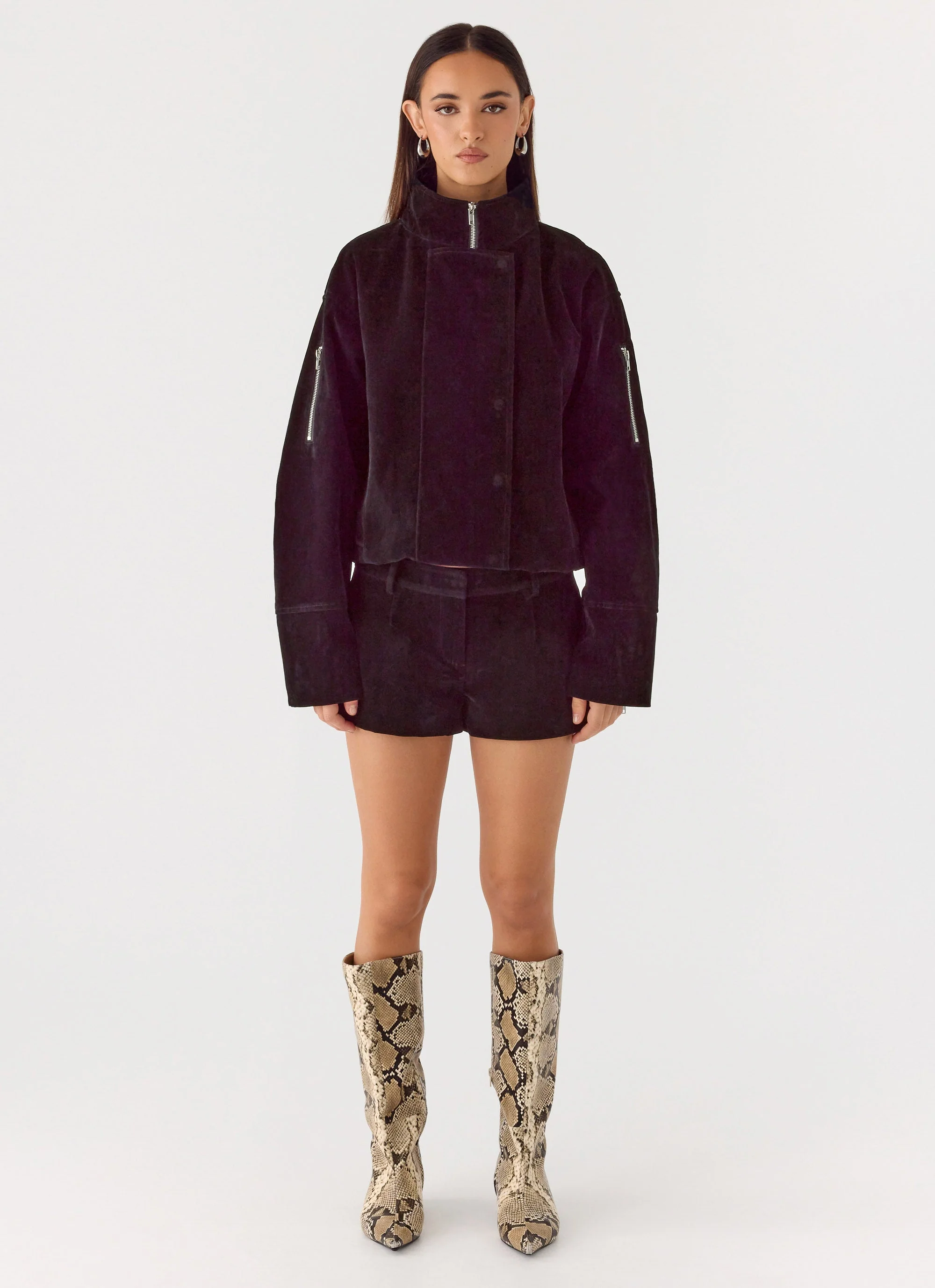 Jeremy Faux Suede Shorts - Black - Image 2
