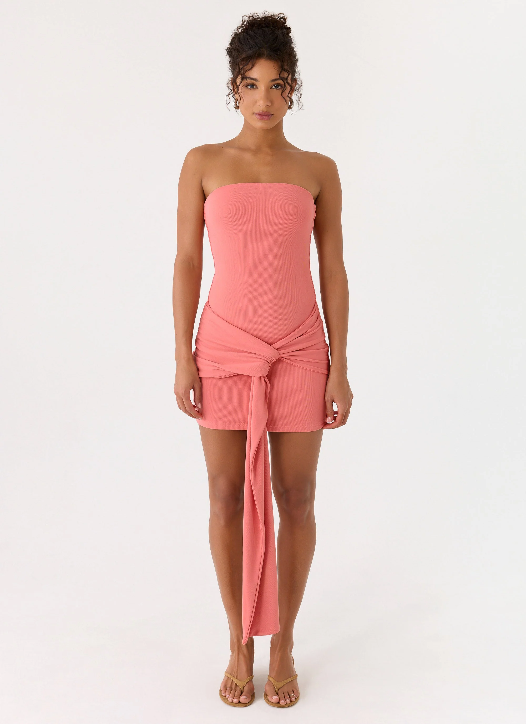 Jiliana Strapless Mini Dress - Coral - Image 4