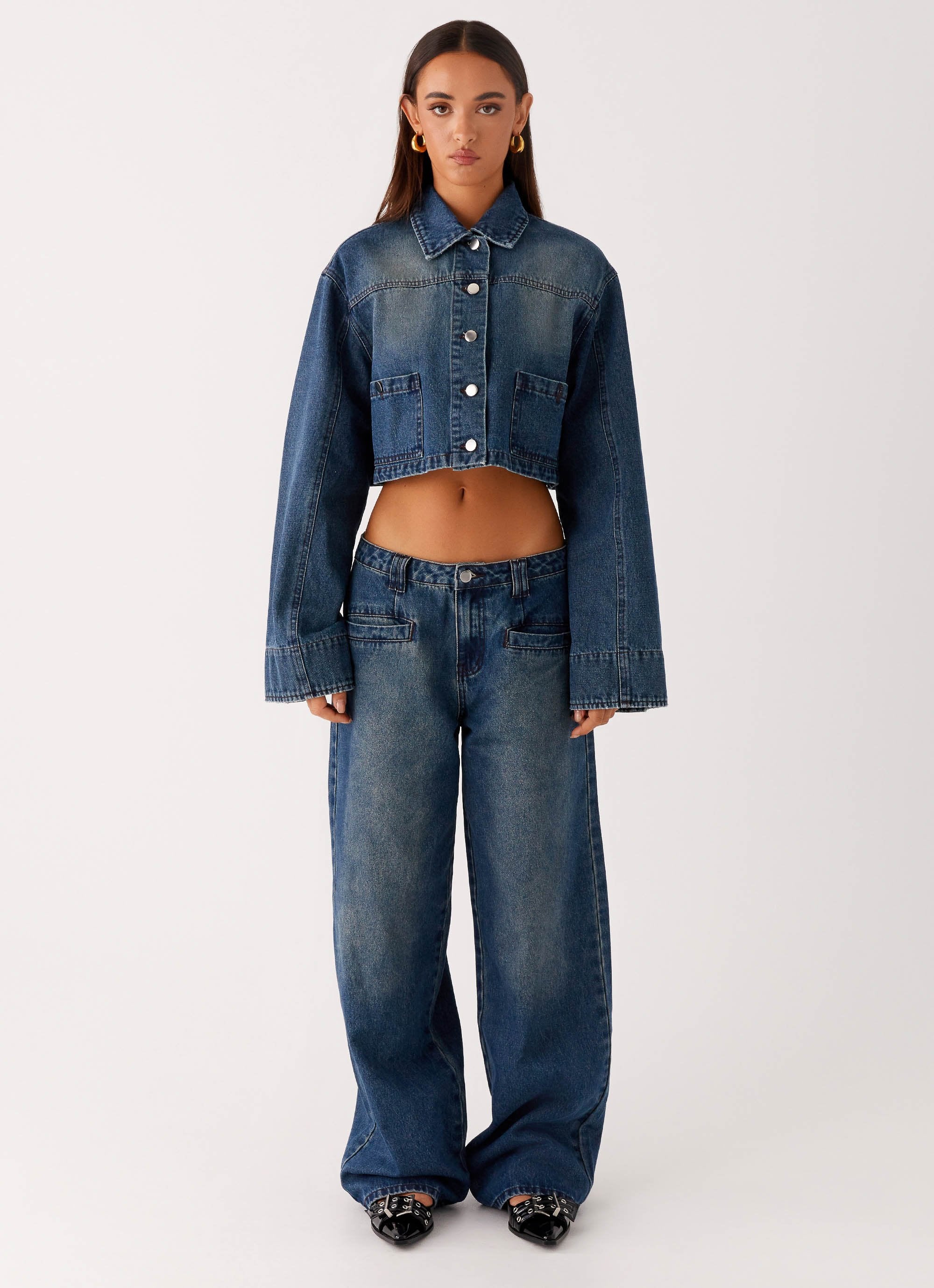 Joan Cropped Denim Jacket - Indigo - Image 2
