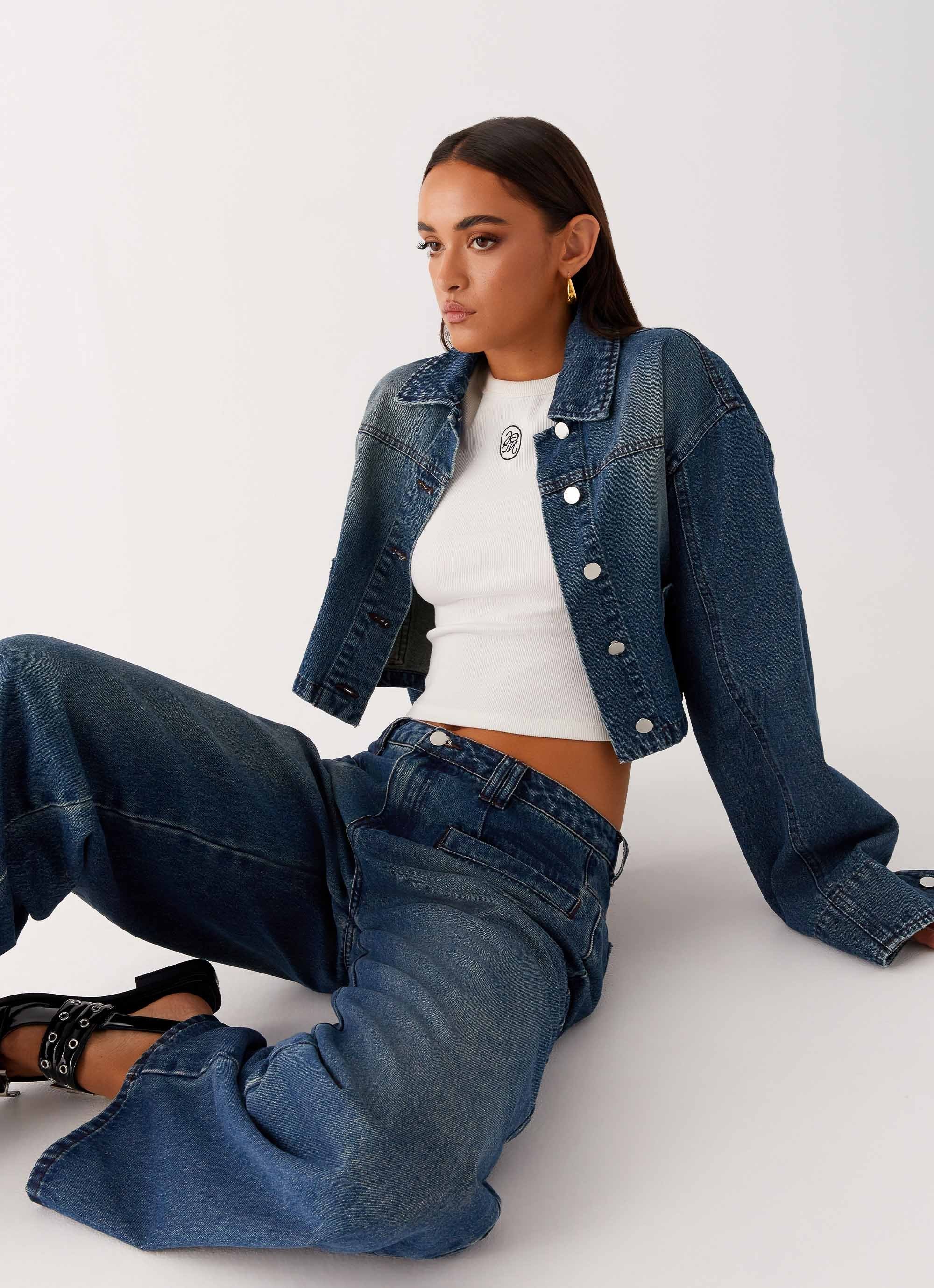 Joan Cropped Denim Jacket - Indigo - Image 6