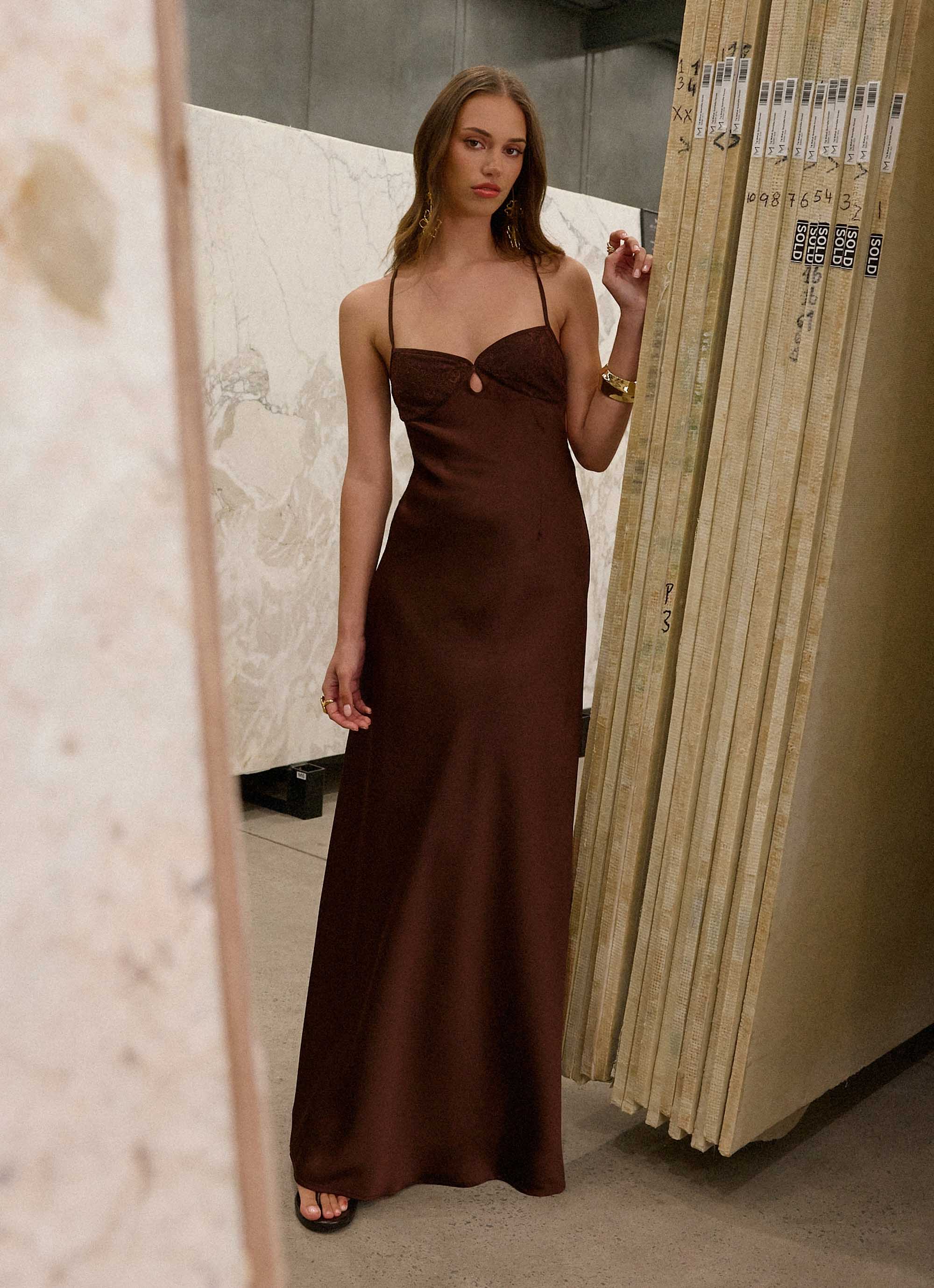 Joanie Maxi Dress - Chocolate - Image 2