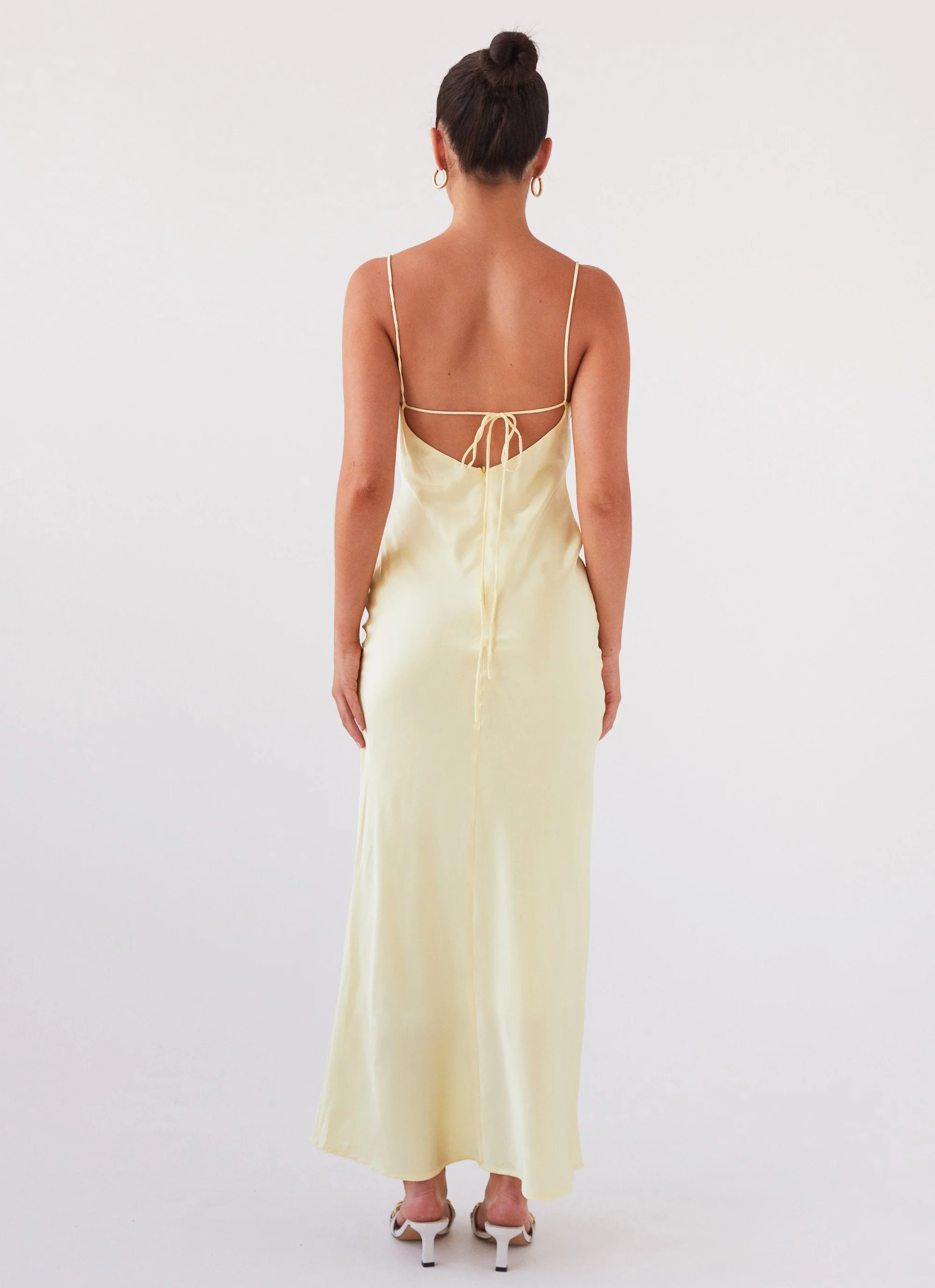 Joanna Satin Maxi Dress - Lemon - Image 5