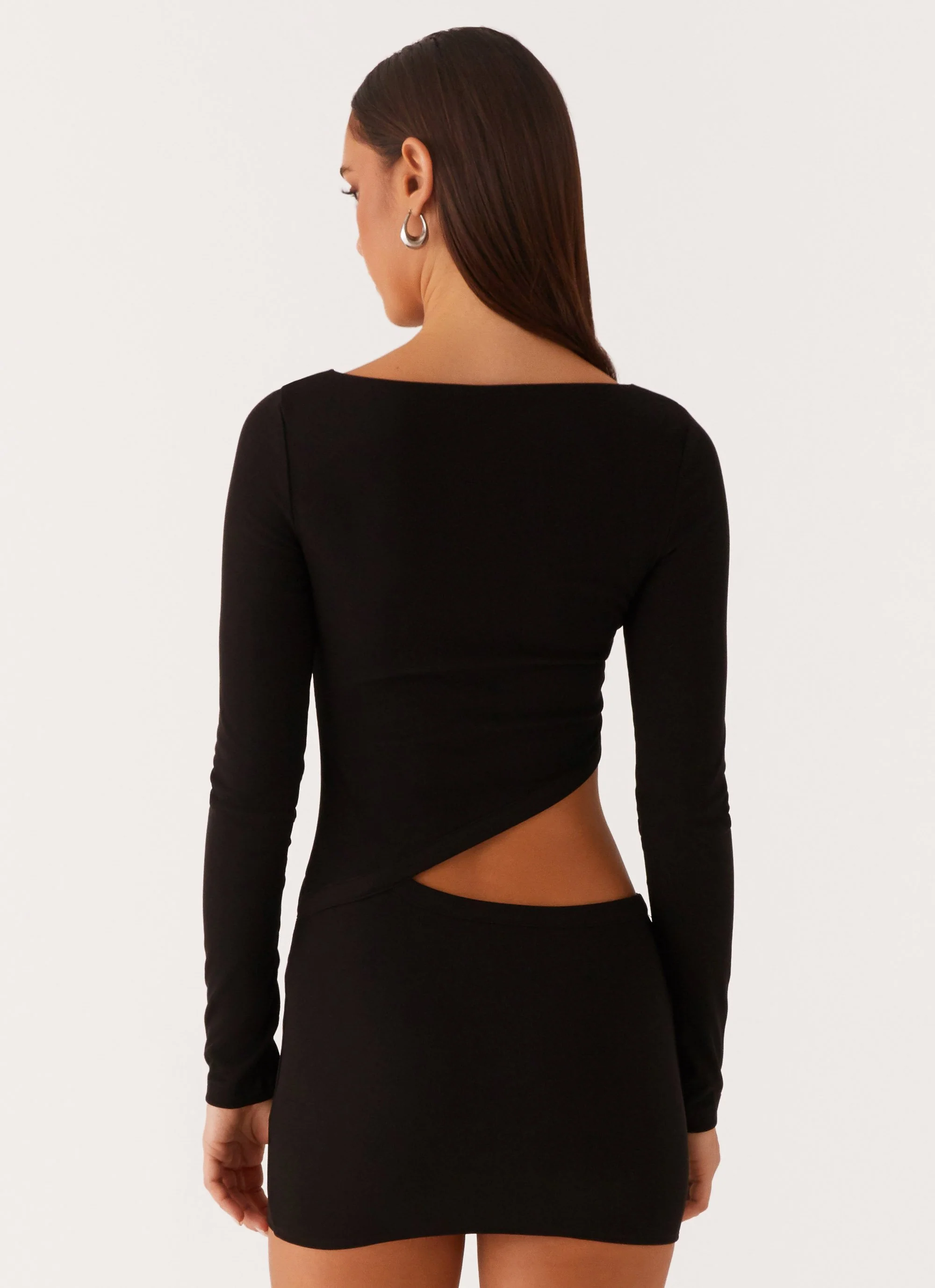 Jocelyn Long Sleeve Mini Dress - Black - Image 4