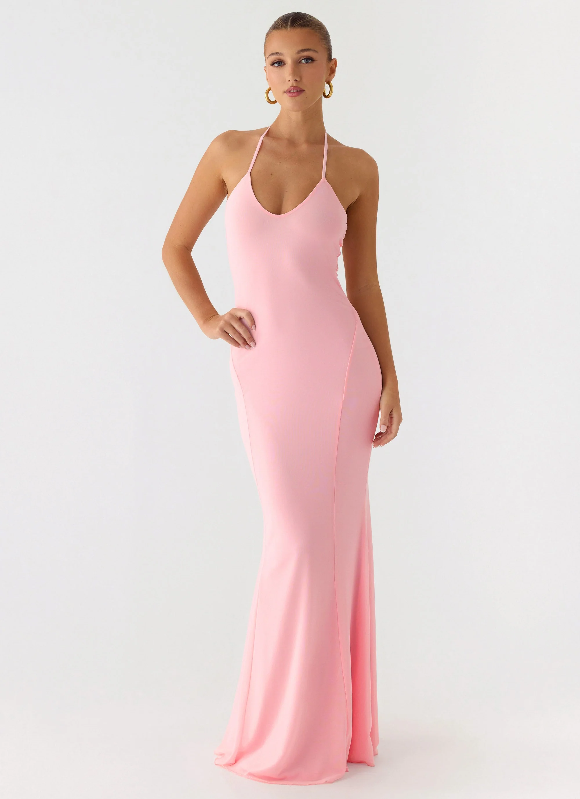 Jolin Halter Maxi Dress - Baby Pink - Image 4