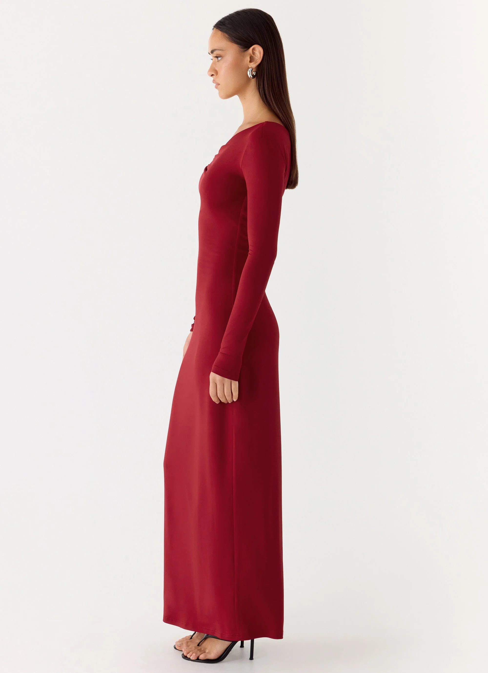 Jordana Twist Maxi Dress - Merlot - Image 2
