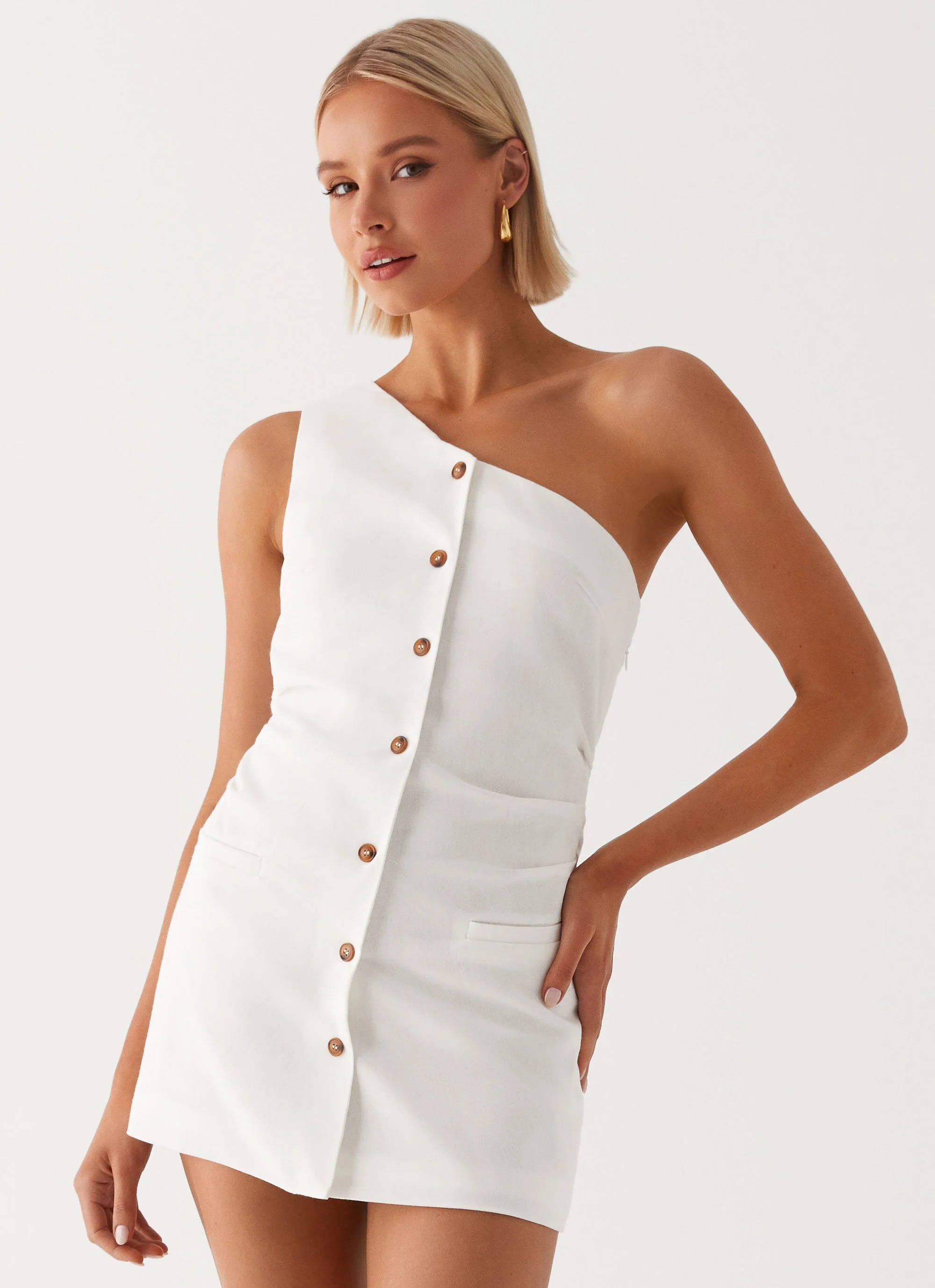 Jordy Linen Mini Dress - White - Image 6