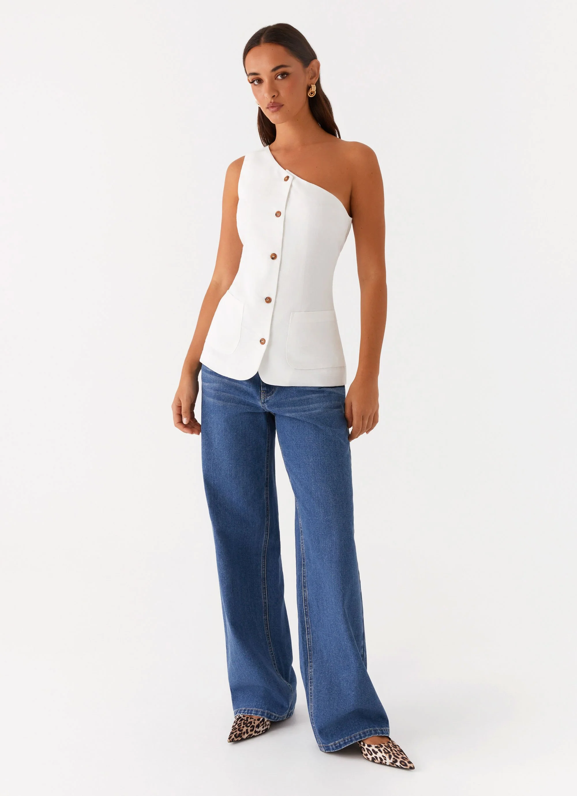 Jordy Linen Pocket Vest - White - Image 6