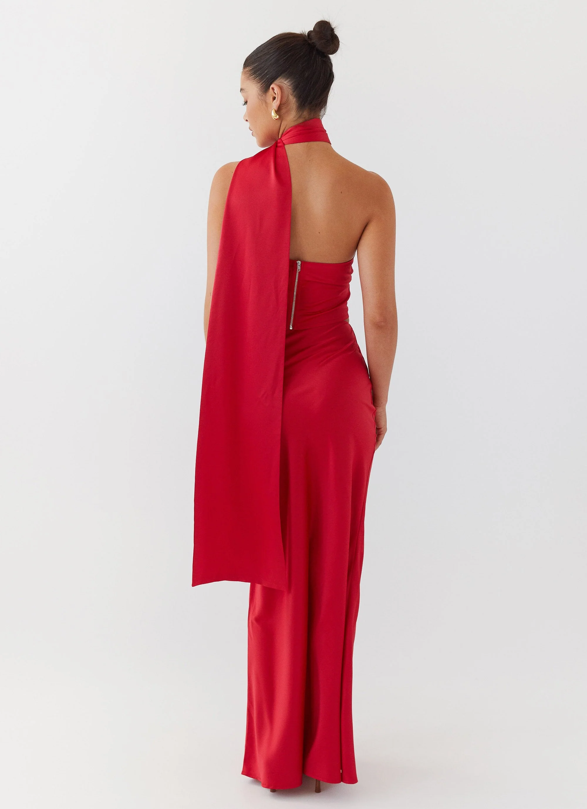 Josefina Satin Maxi Skirt - Rouge Red - Image 4