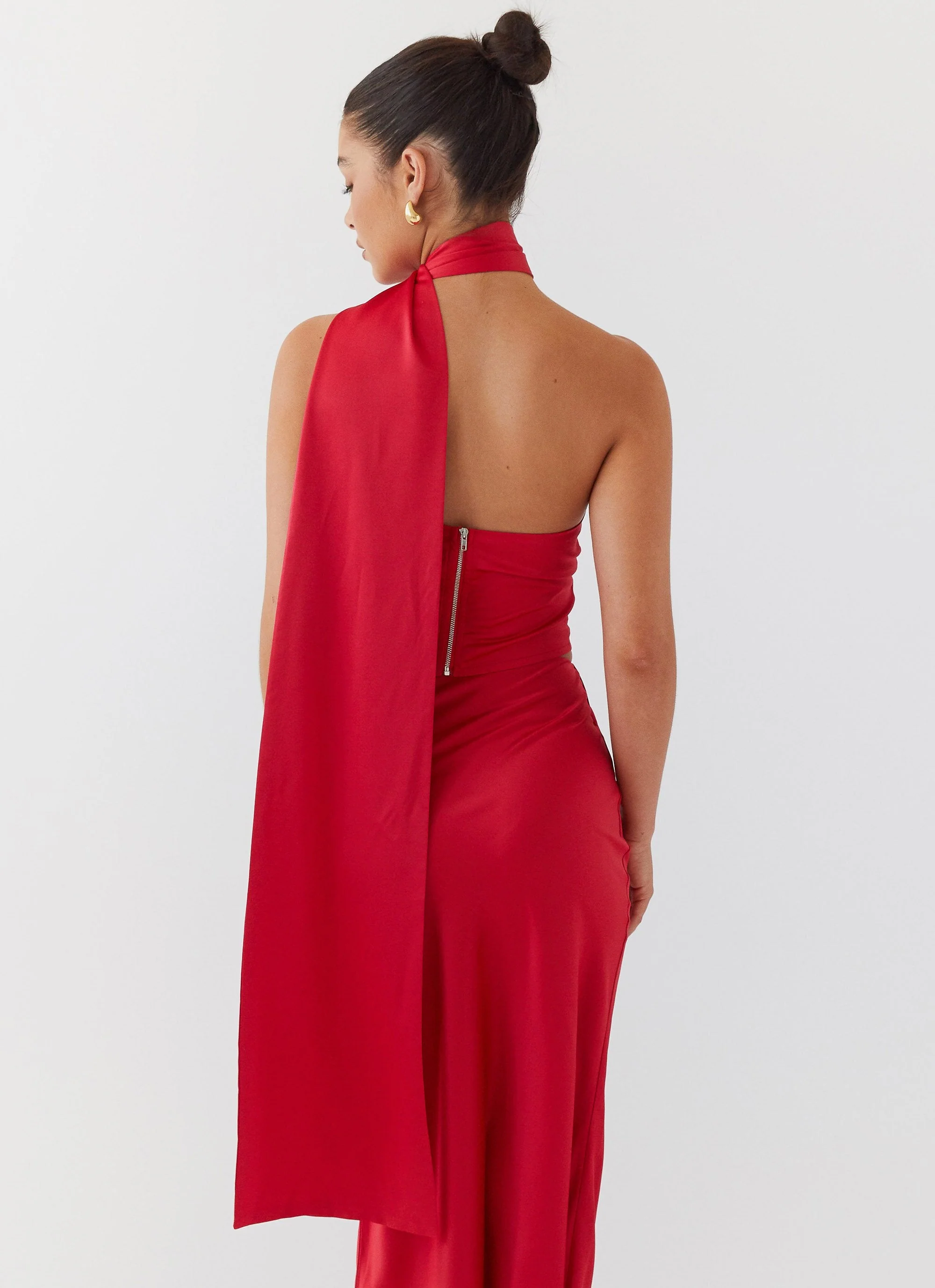 Josefina Satin Scarf Top - Rouge Red - Image 4