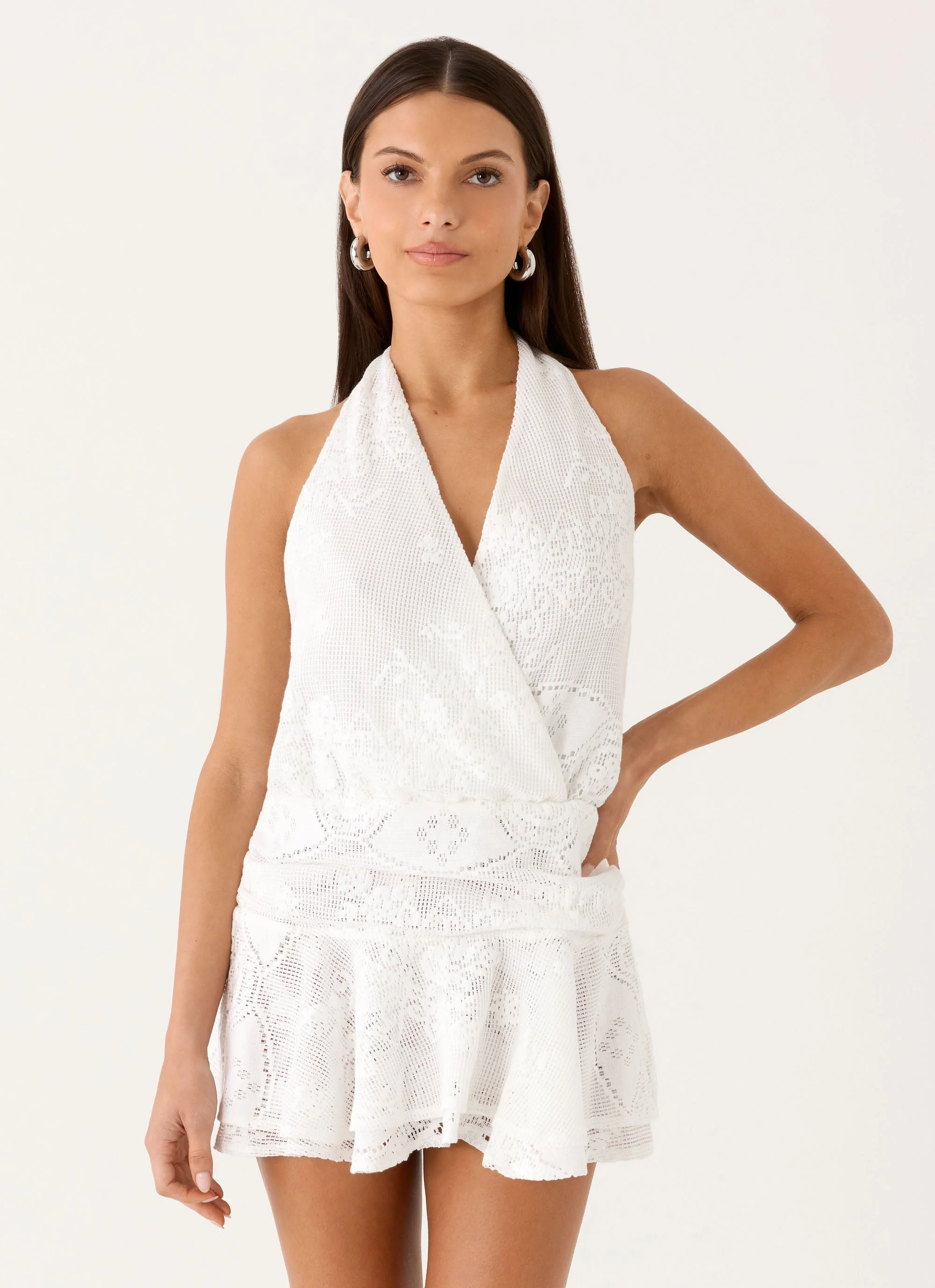Jovanna Lace Mini Dress - White - Image 3