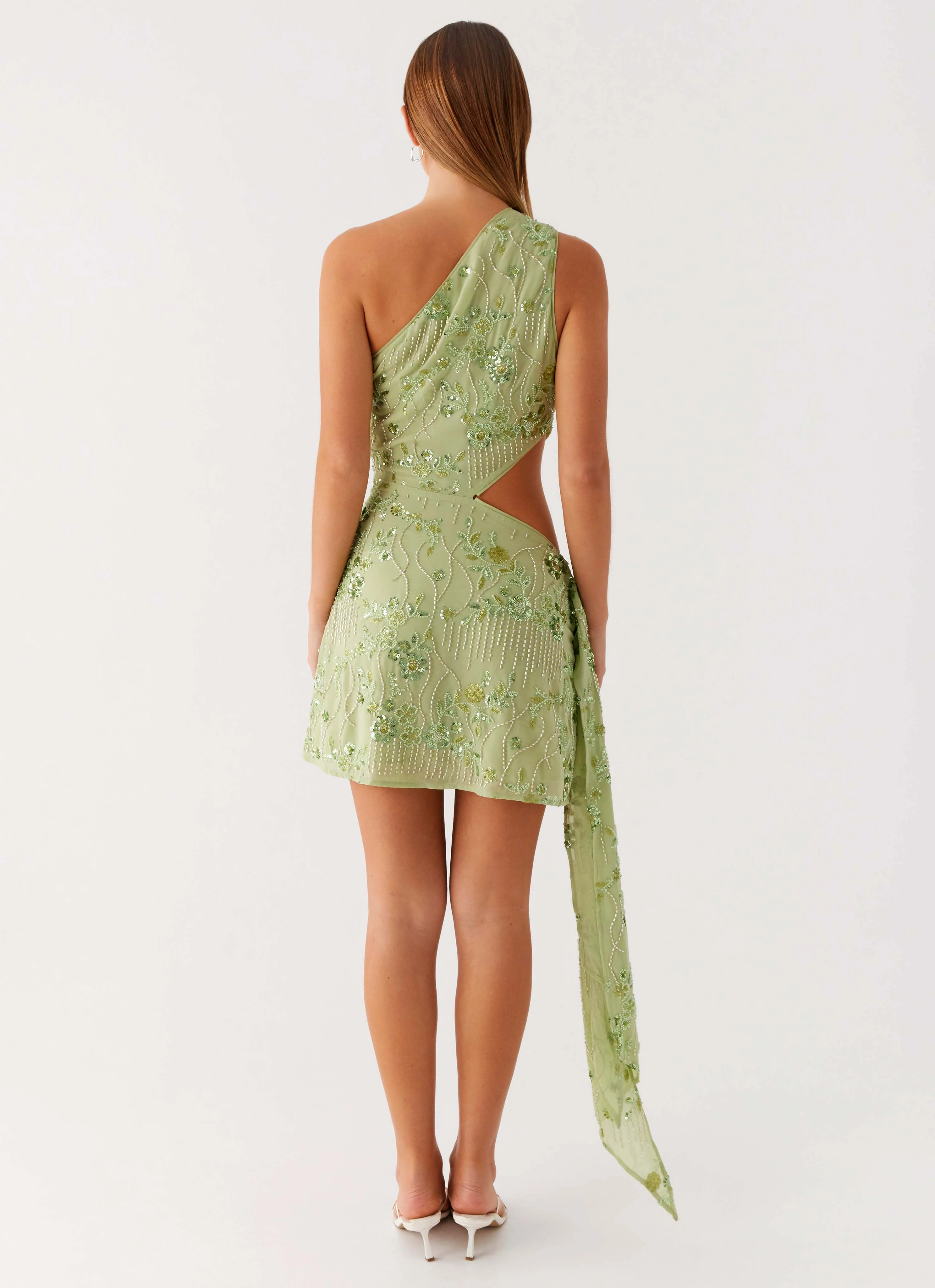 Juelz Beaded Mini Dress - Lime - Image 5