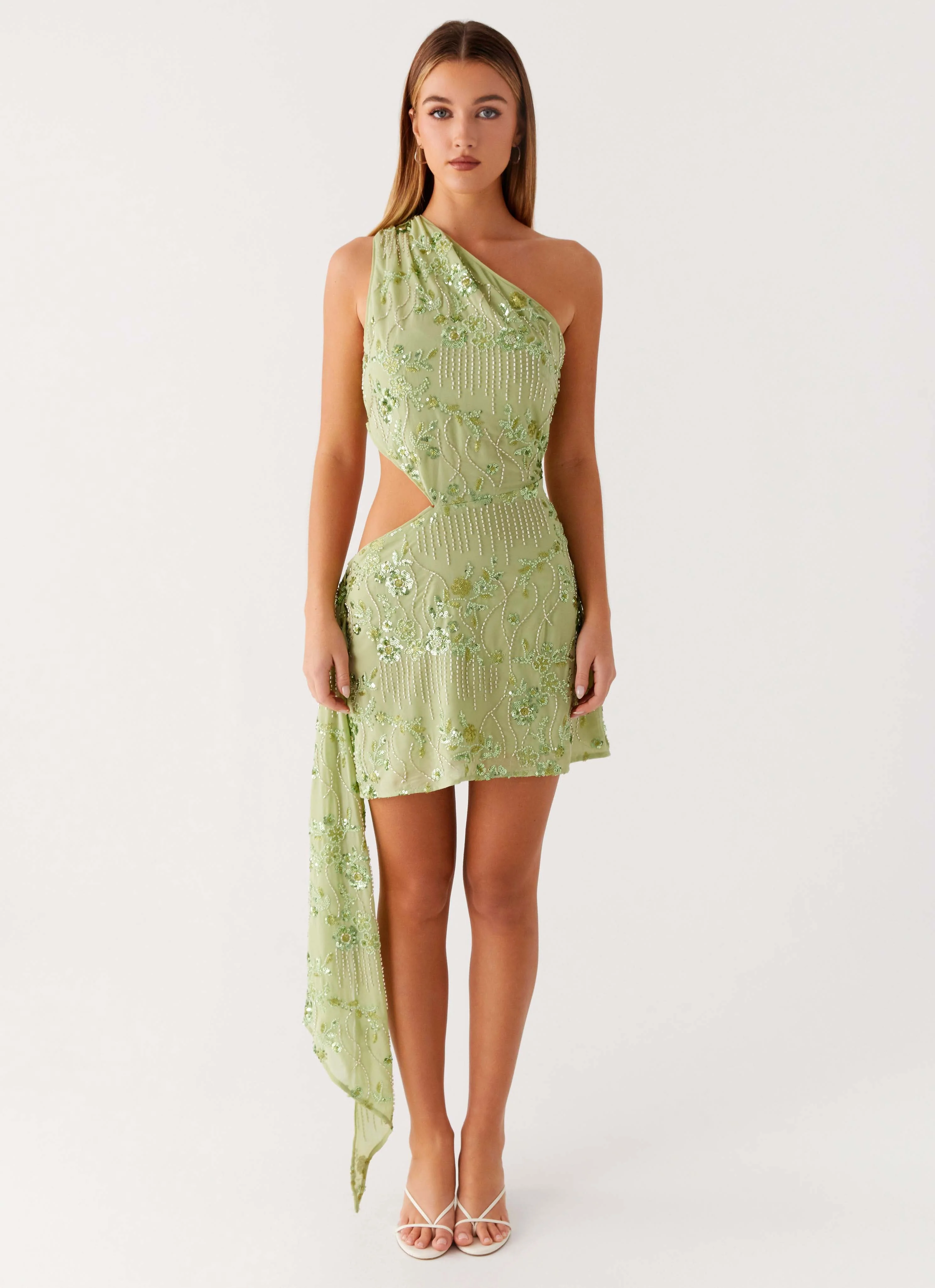 Juelz Beaded Mini Dress - Lime - Image 7