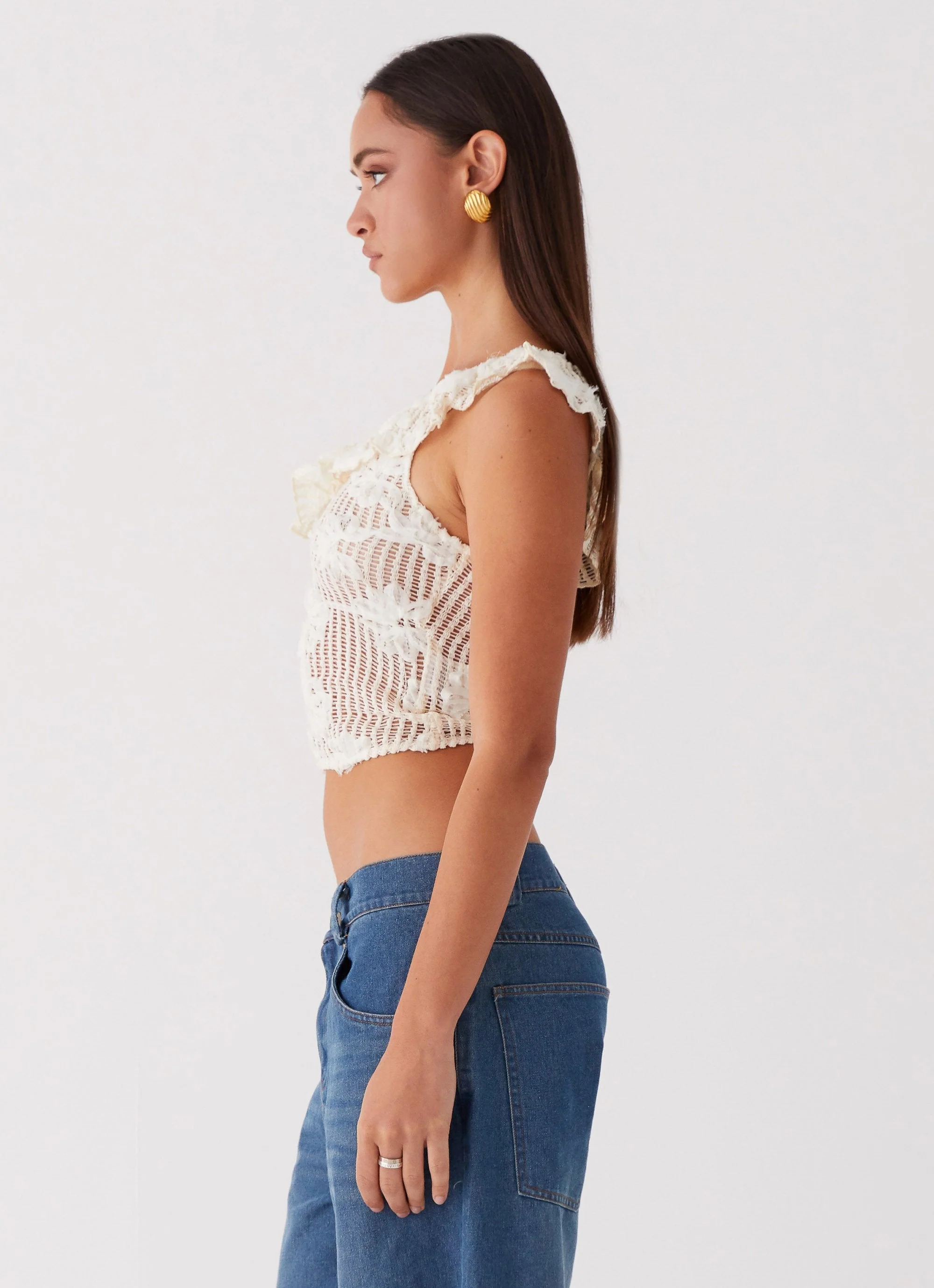 Juilette One Shoulder Top - Ivory - Image 3
