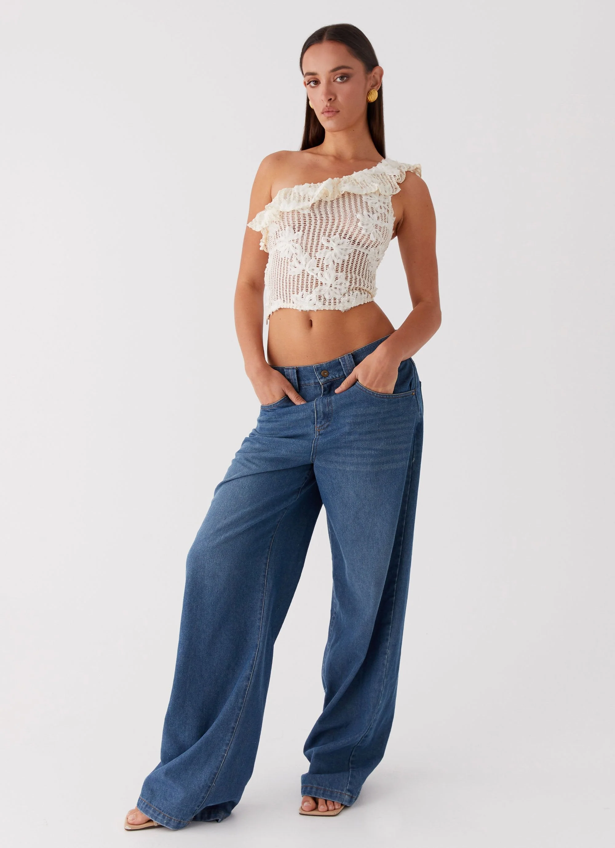Juilette One Shoulder Top - Ivory - Image 6