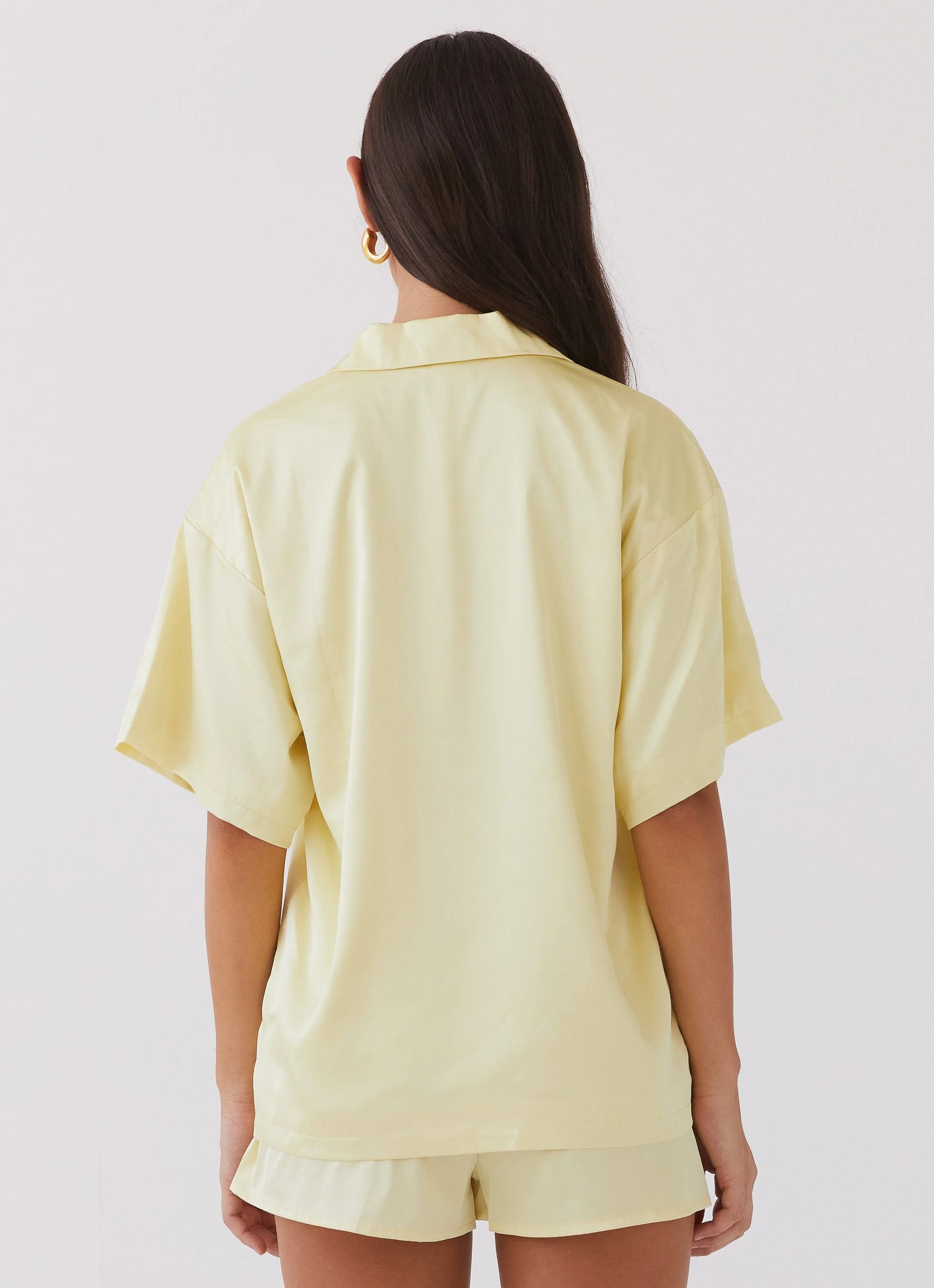 Julia Satin Oversized Shirt - Lemon - Image 5