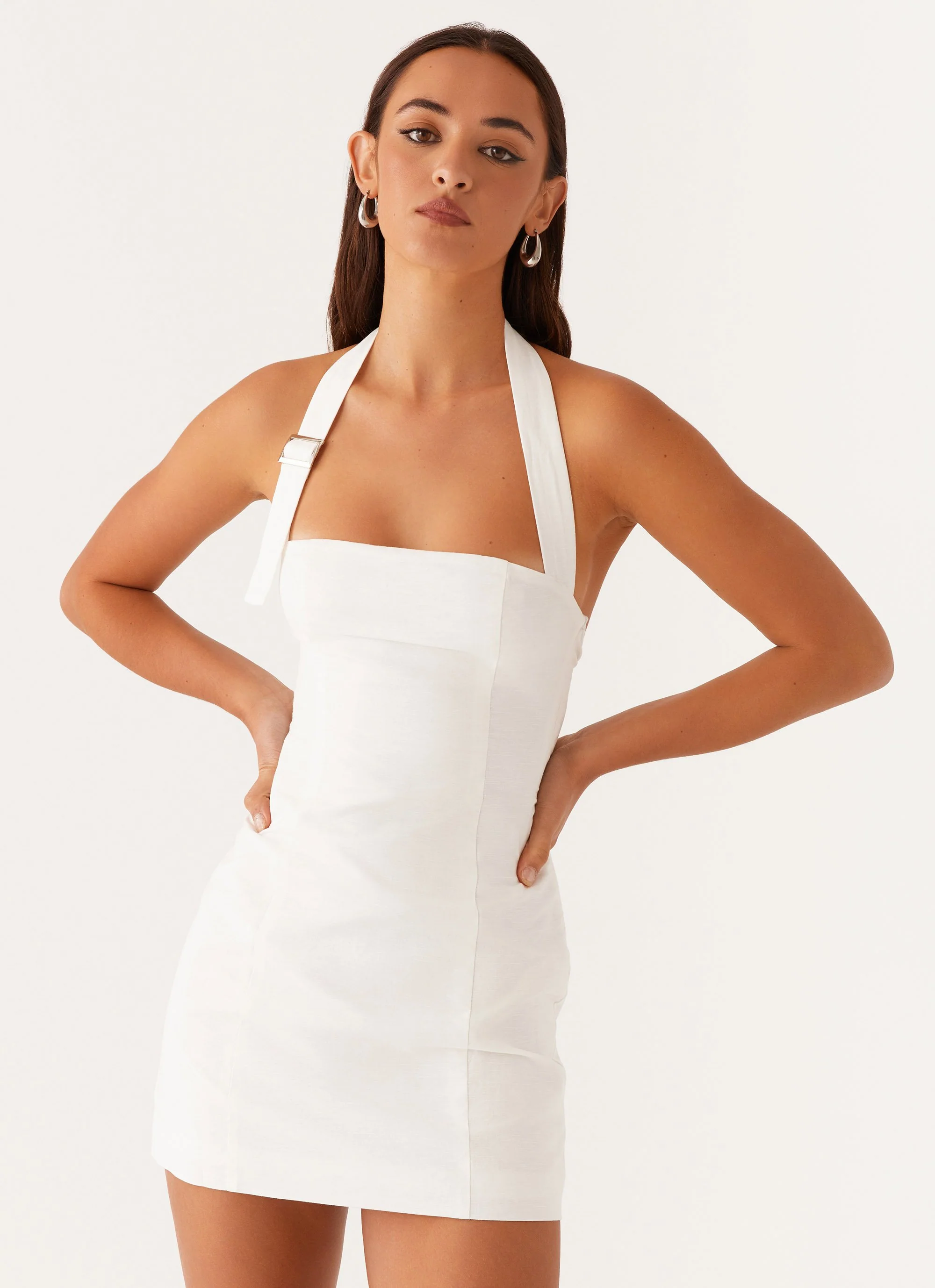 Julianna Linen Mini Dress - White - Image 5