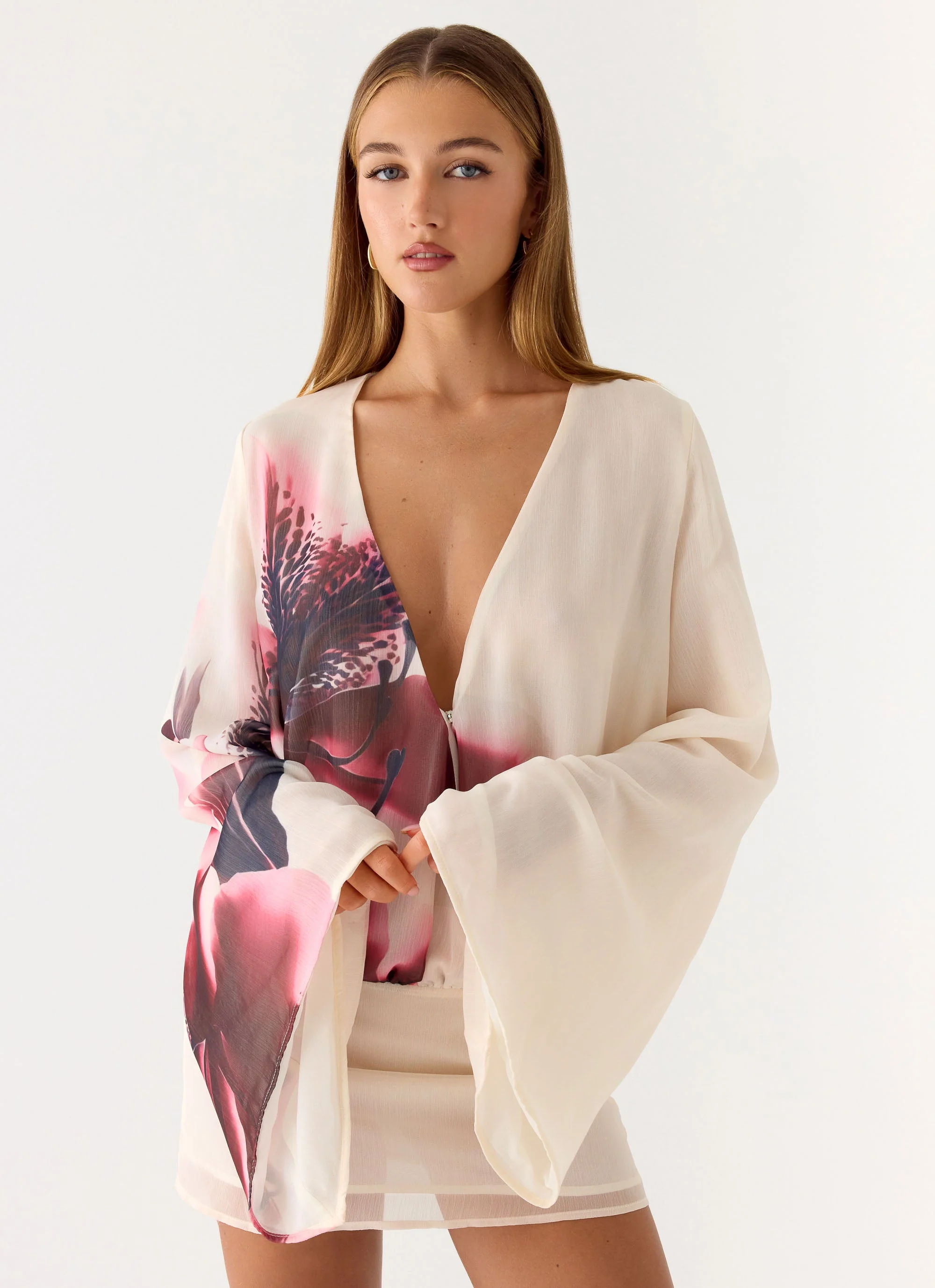 Junia Long Sleeve Mini Dress - Velvet Bloom - Image 6