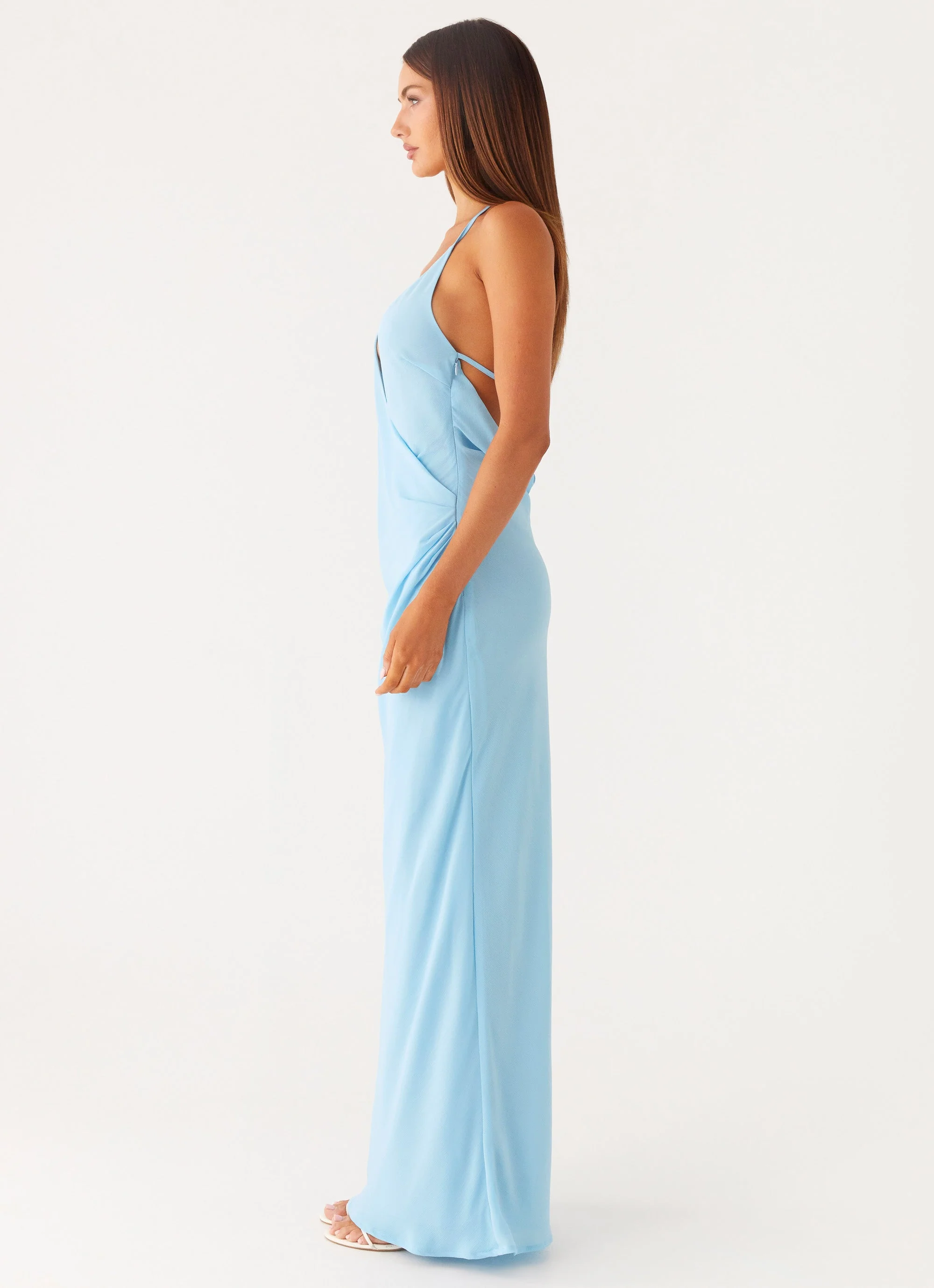 Just A Kiss Cowl Maxi Dress - Turquoise - Image 2