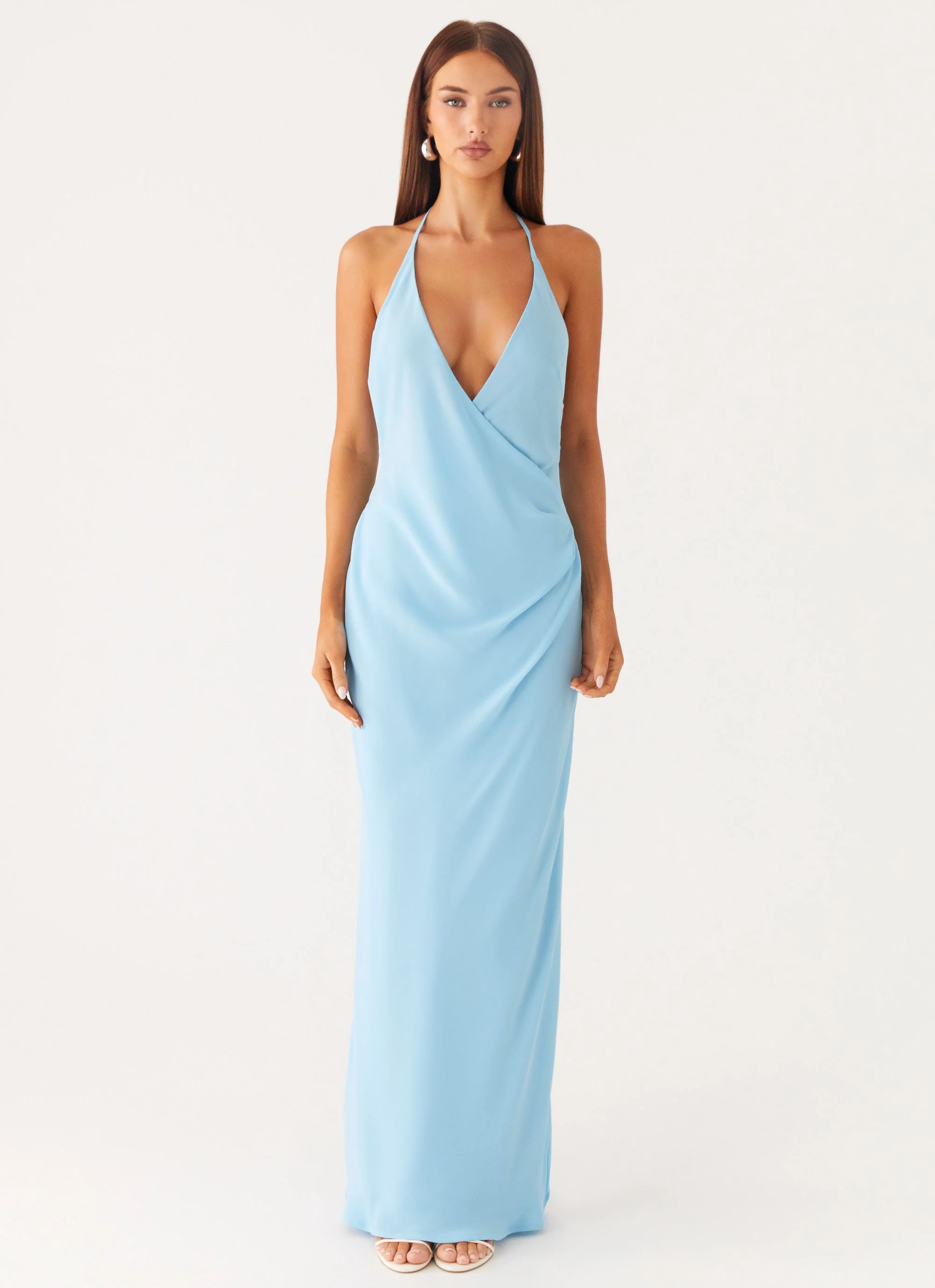 Just A Kiss Cowl Maxi Dress - Turquoise - Image 4