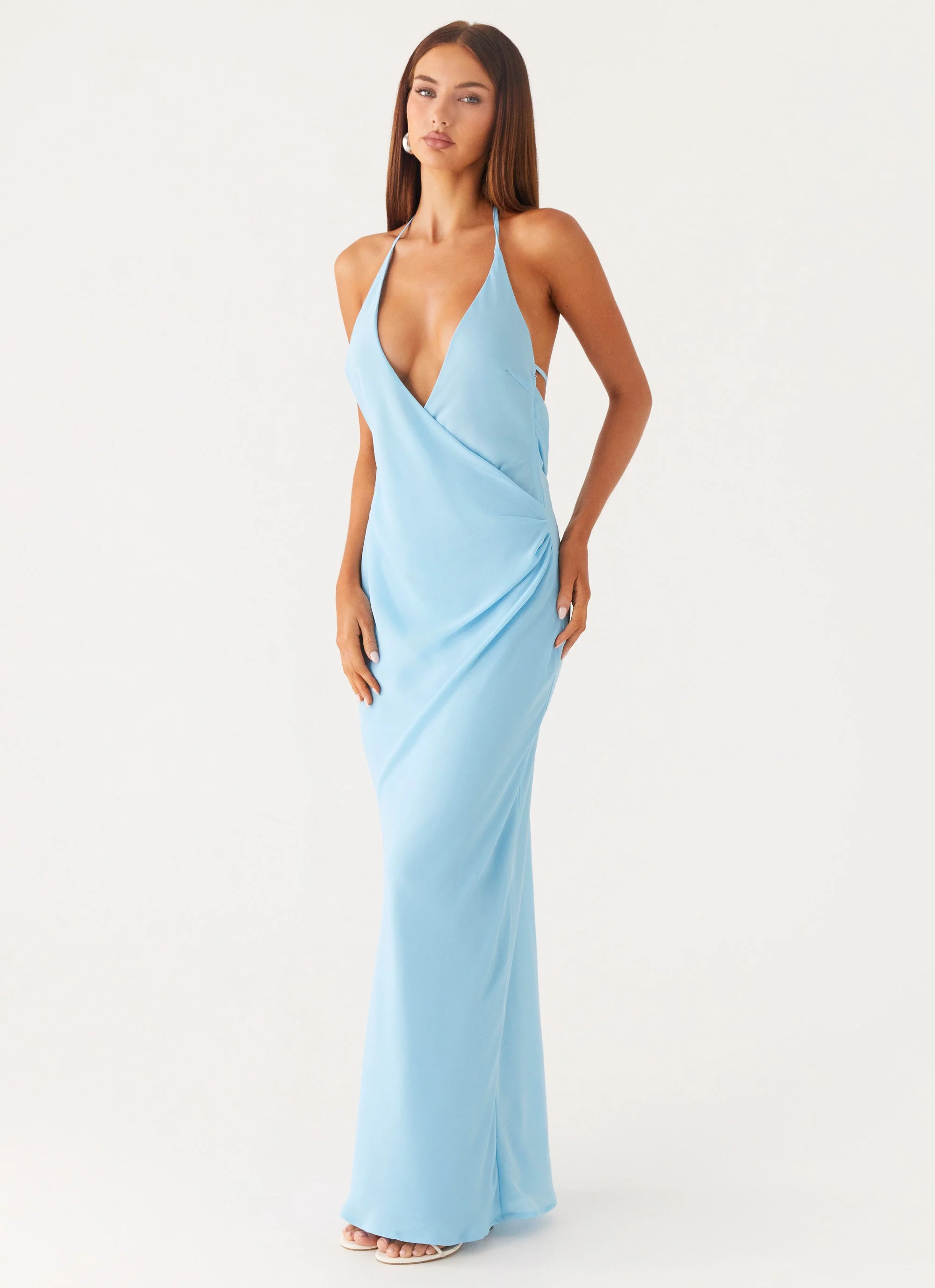 Just A Kiss Cowl Maxi Dress - Turquoise - Image 5